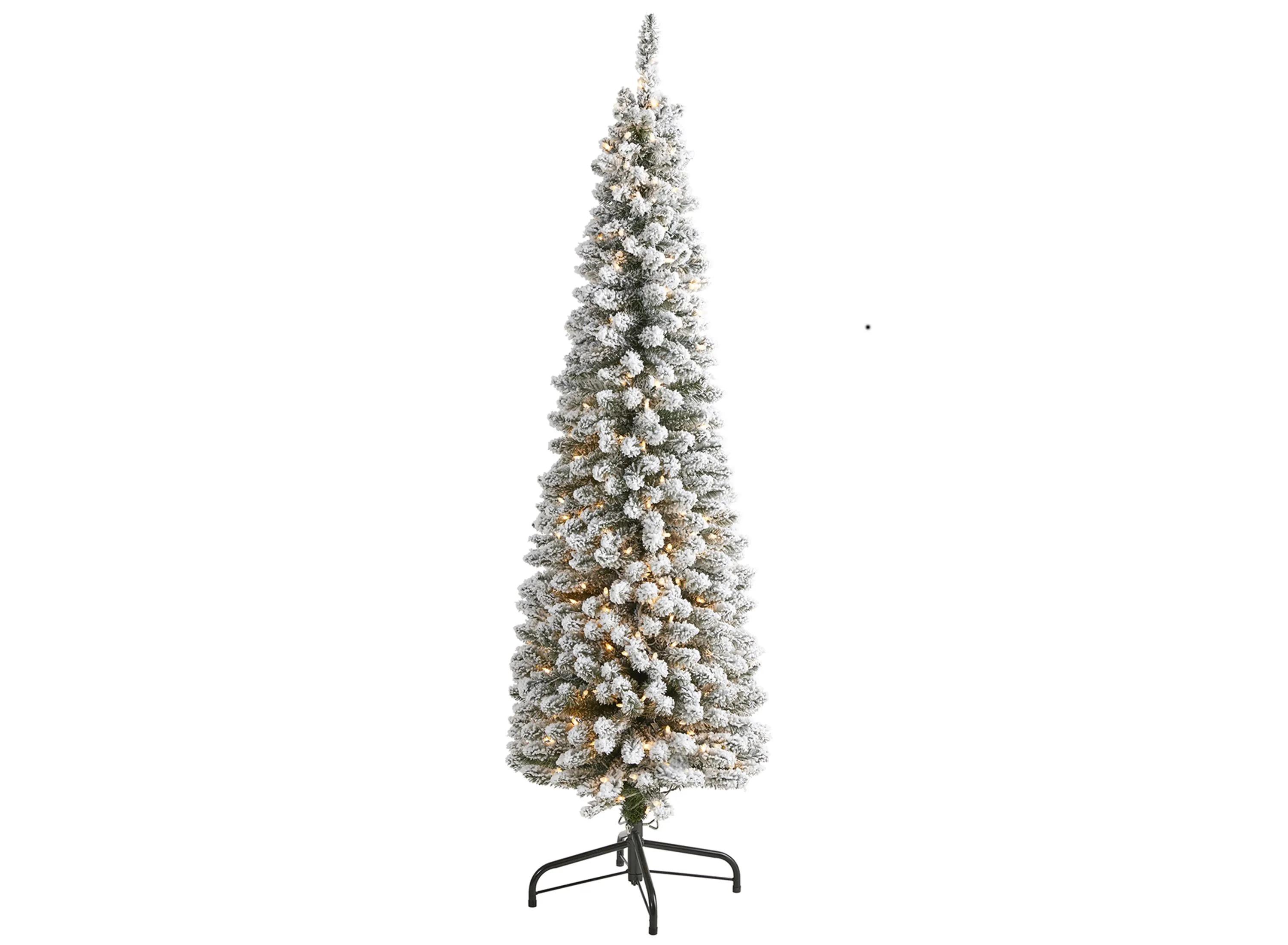 6ft. Pre-Lit Flocked Pencil Artificial Christmas Tree