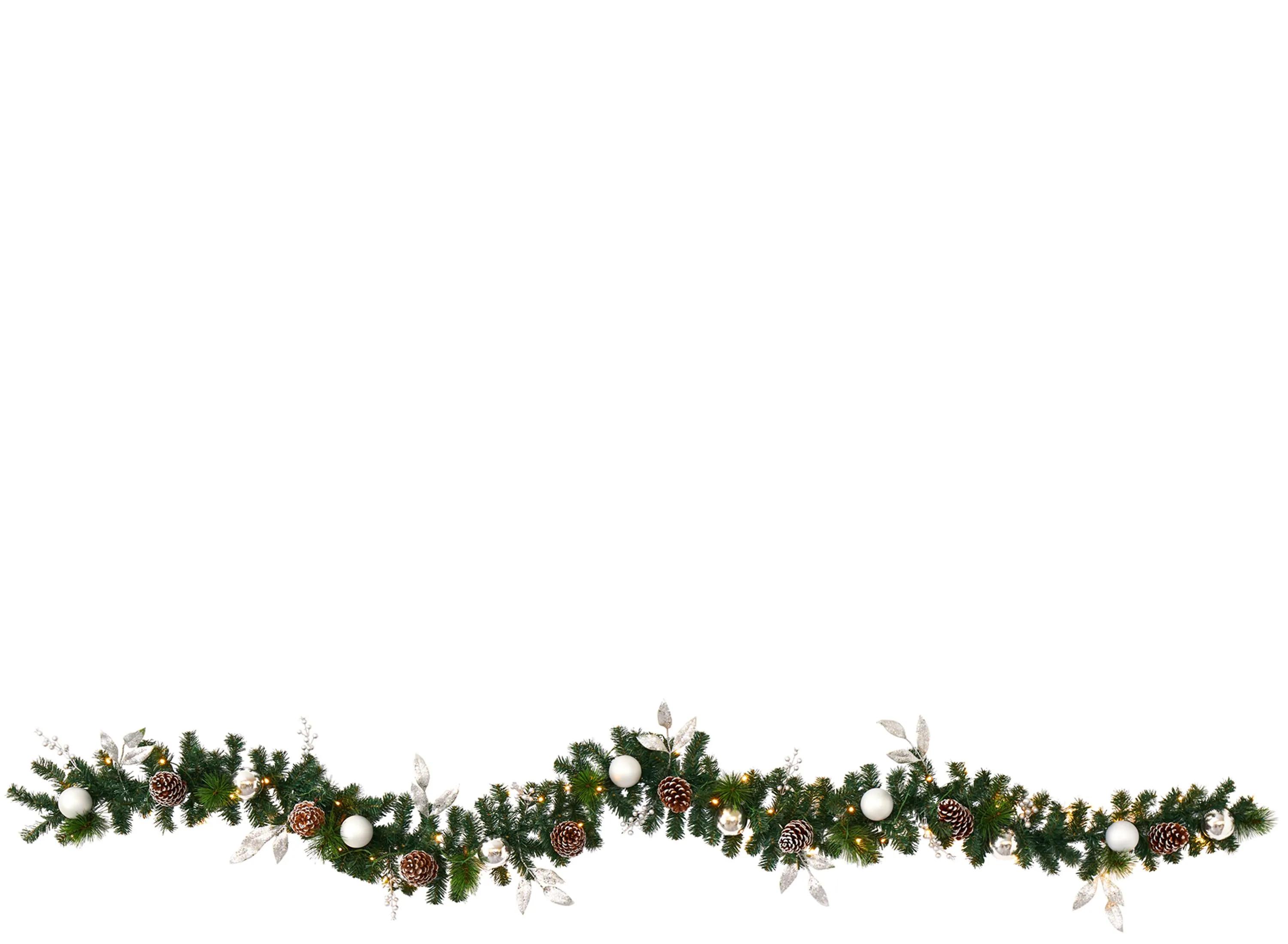 9ft. Ornament and Pinecone Artificial Christmas Garland with 50 Clear LED Lights