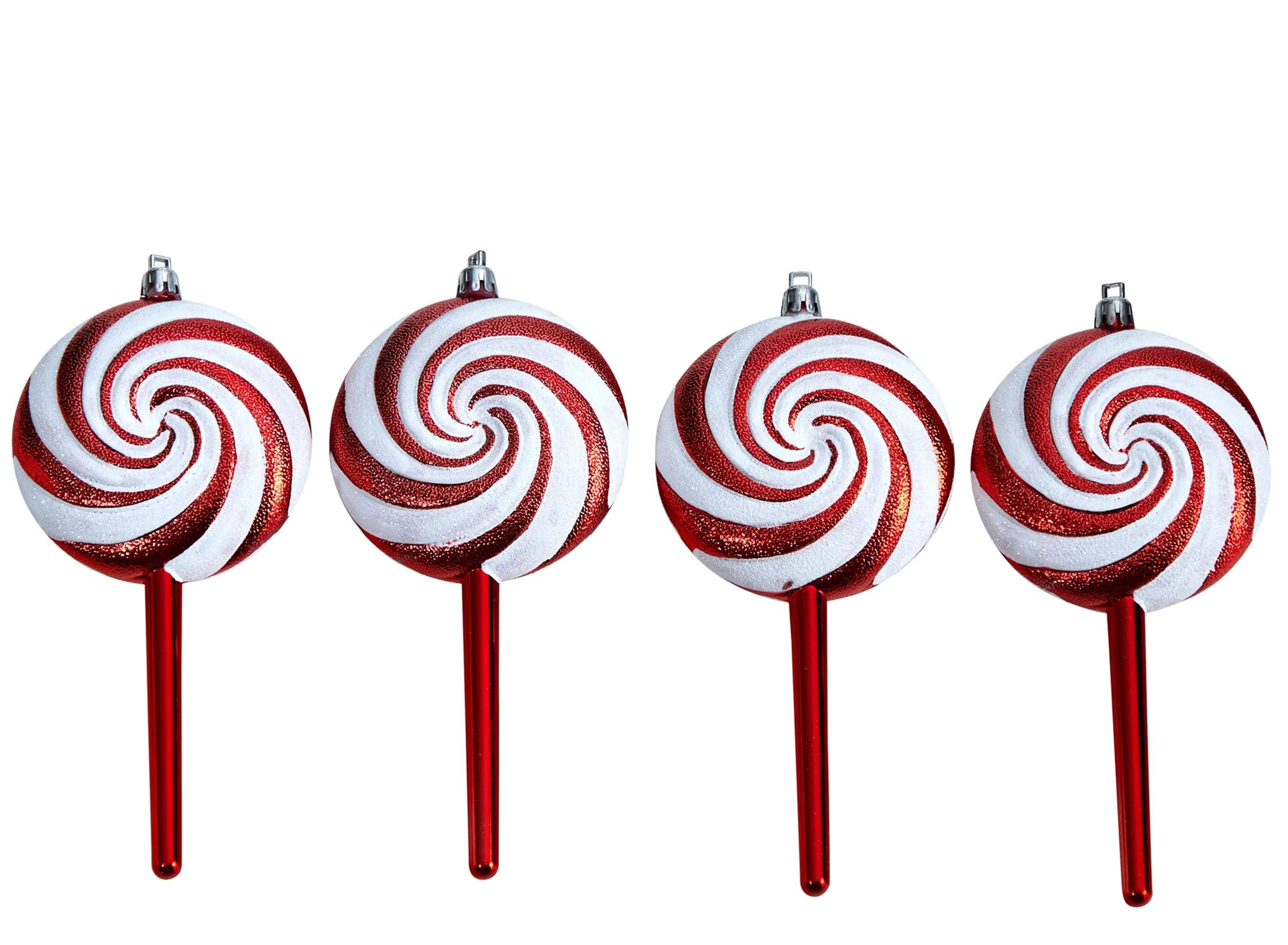 7 Candy Cane Lollipop Holiday Shatterproof Ornament Set