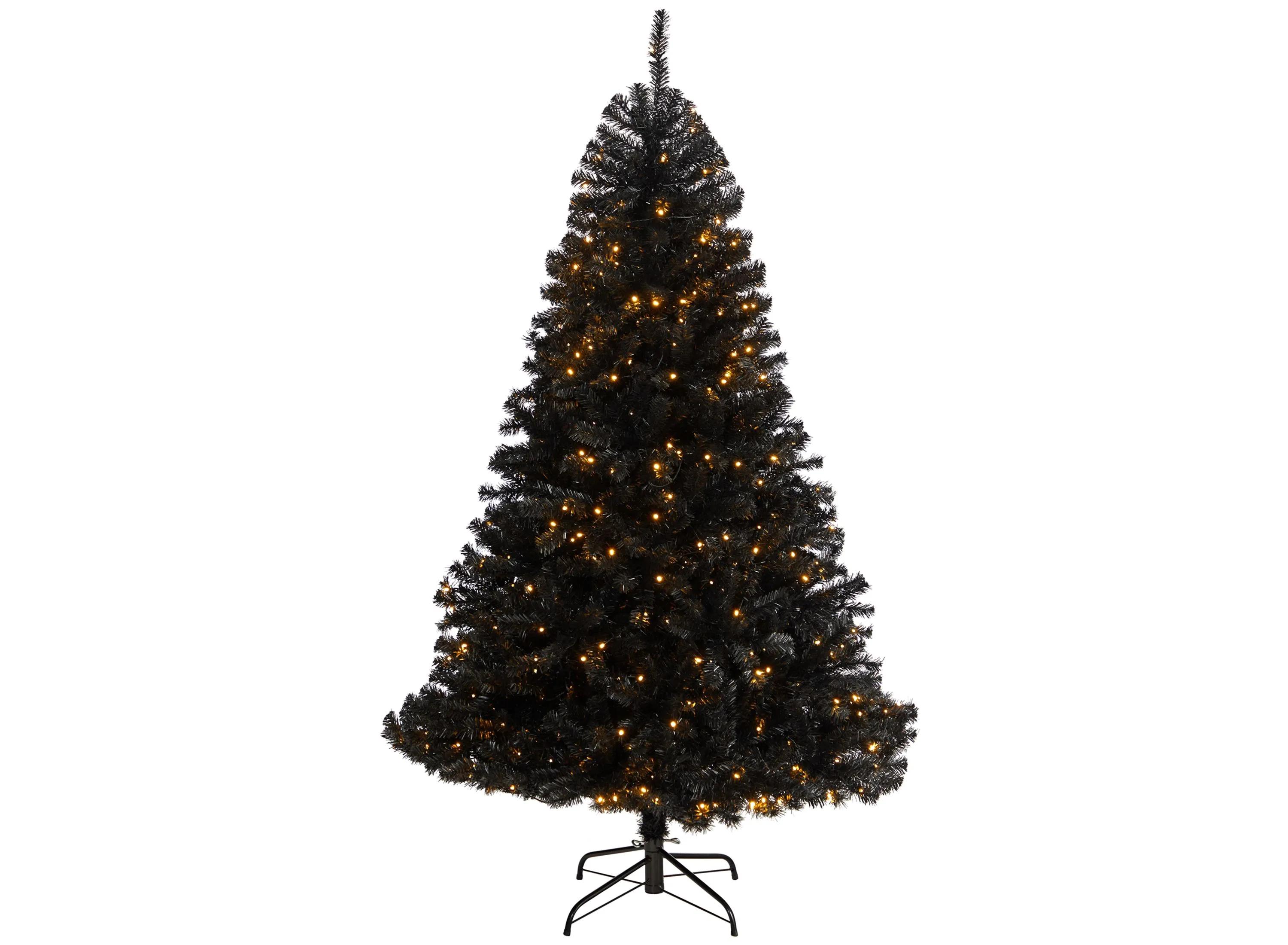 6 Black Artificial Tree with Clear LED Lights