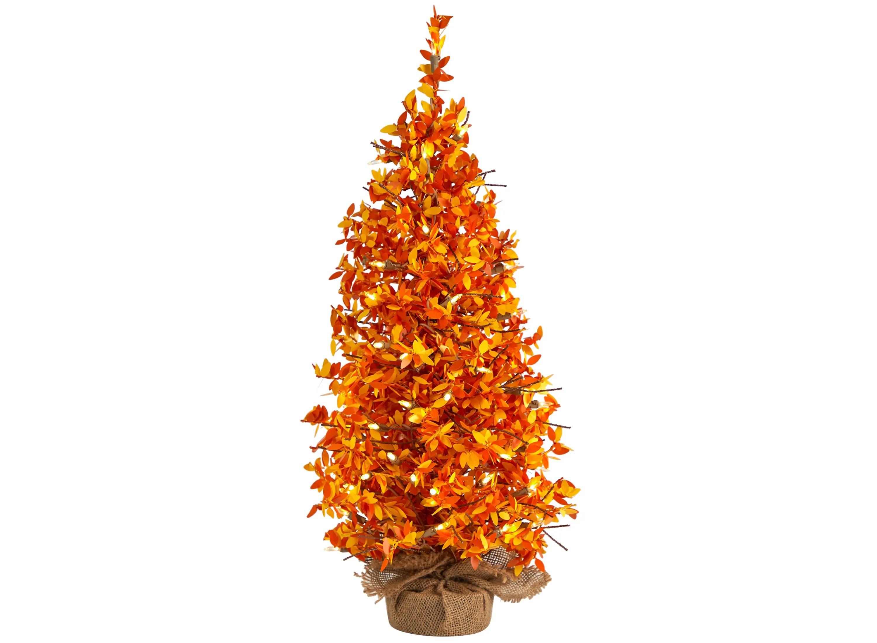 2 Pre-Lit Harvest Artificial Tree in Burlap Base