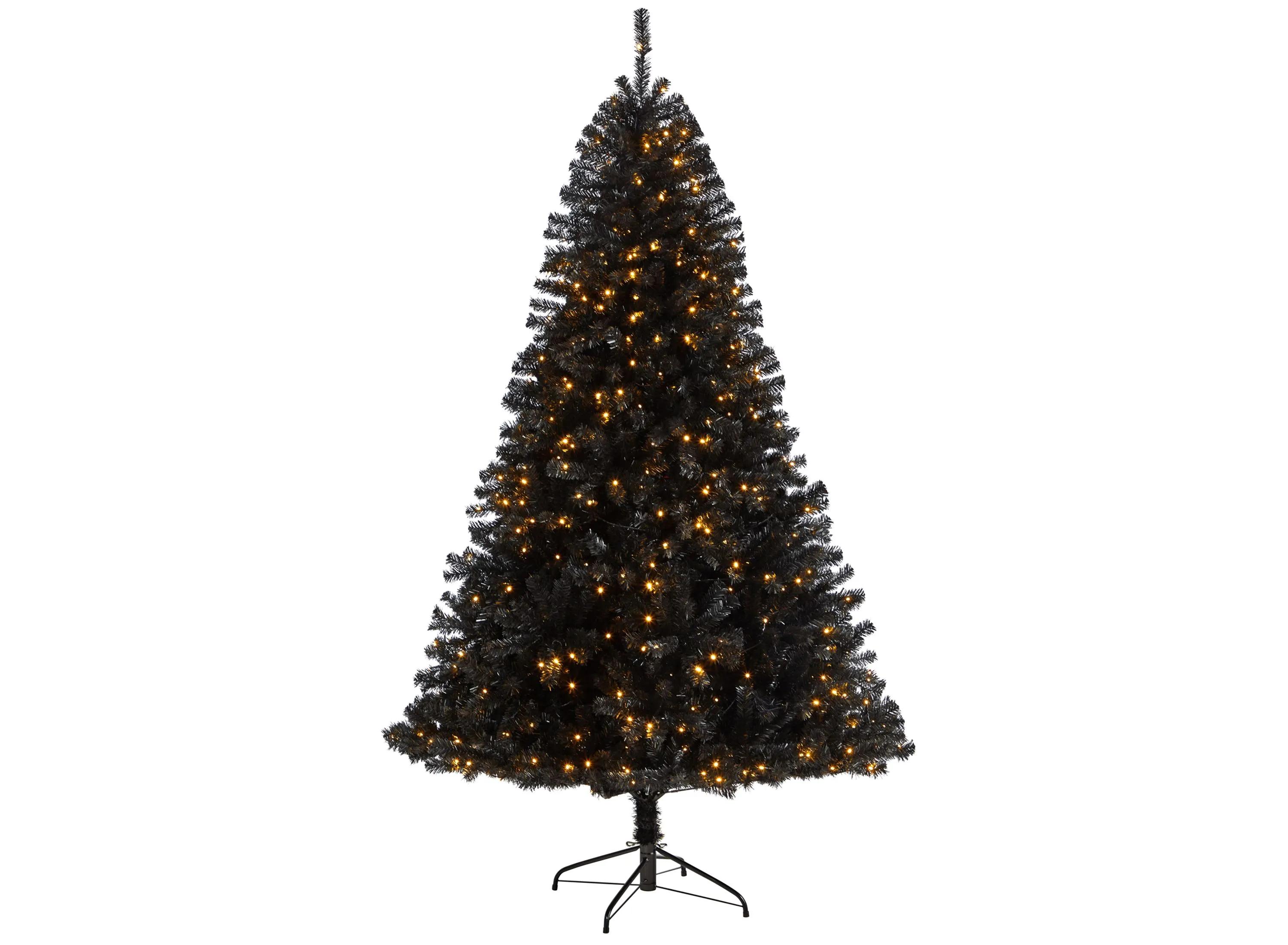 7 Black Artificial Tree with Clear LED Lights