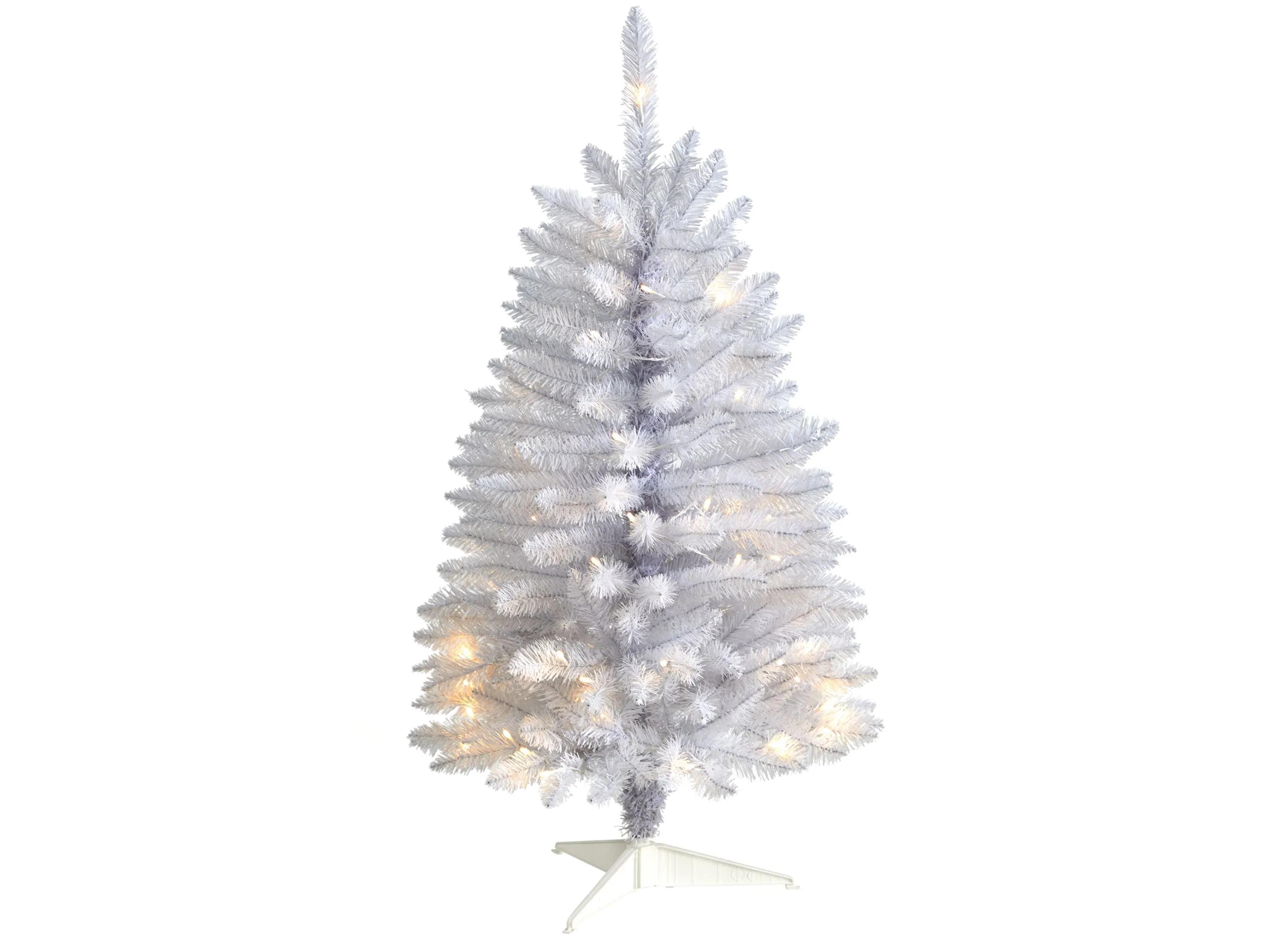 3 Slim White Artificial Christmas Tree with Warm White LED Lights and Bend