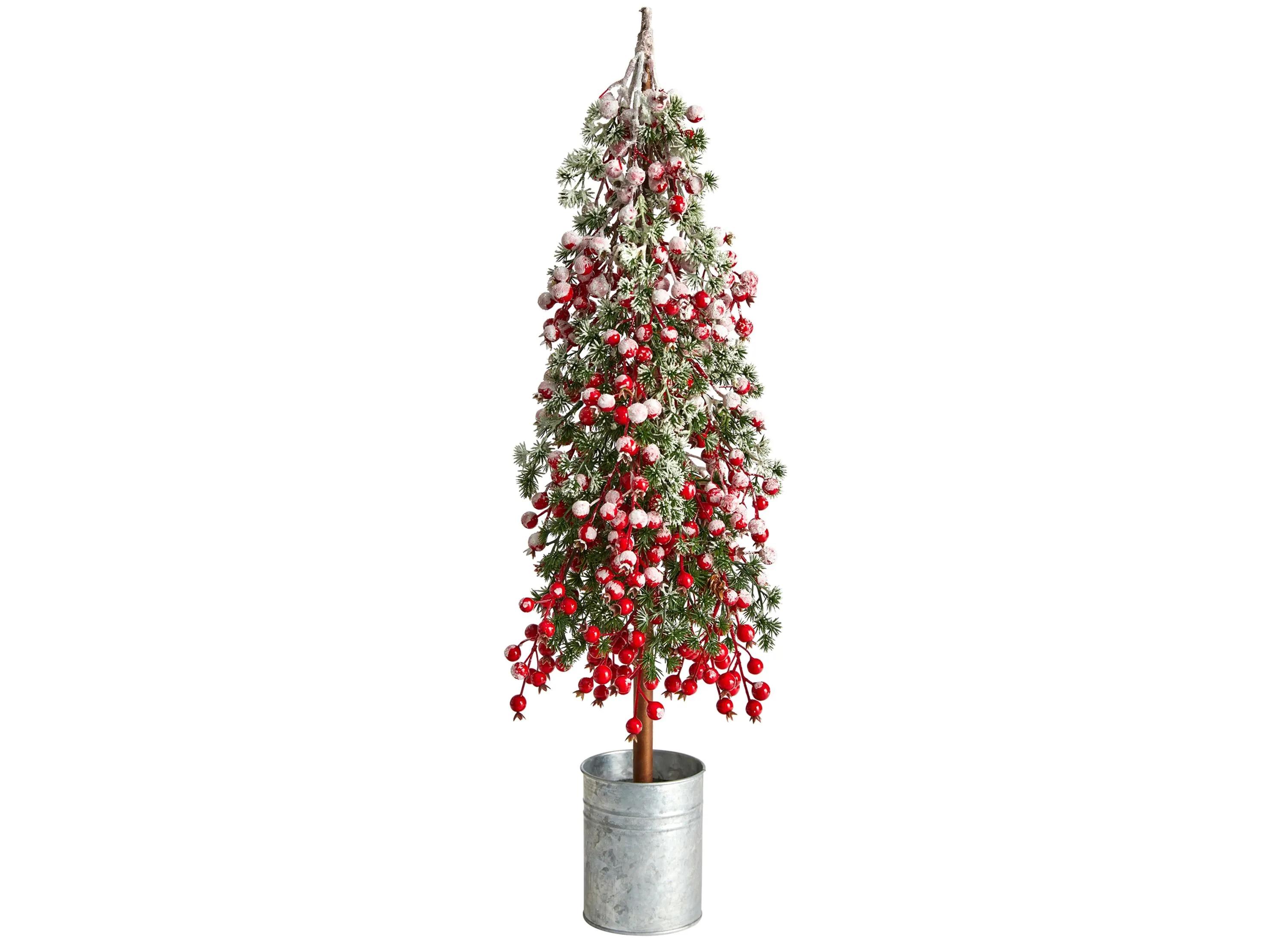 30 Flocked Berry Artificial Christmas Tree in Planter
