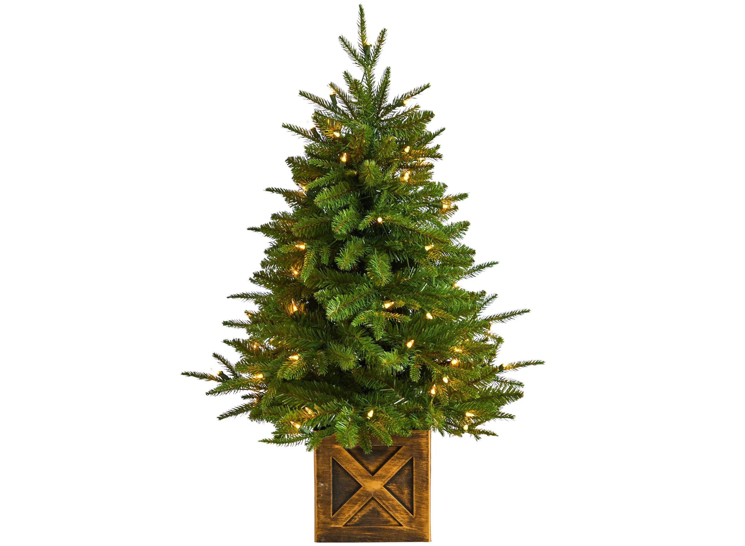 3 Finland Fir Artificial Christmas Tree in Planter with Bendable Branches 
