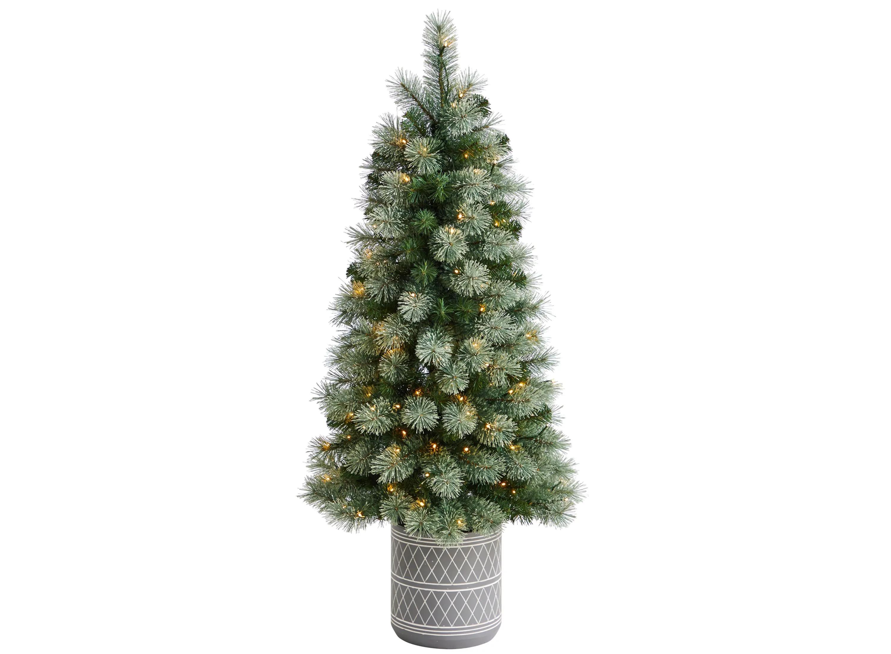 4.5 Pine Artificial Christmas Tree in Planter with Bendable Branches and W
