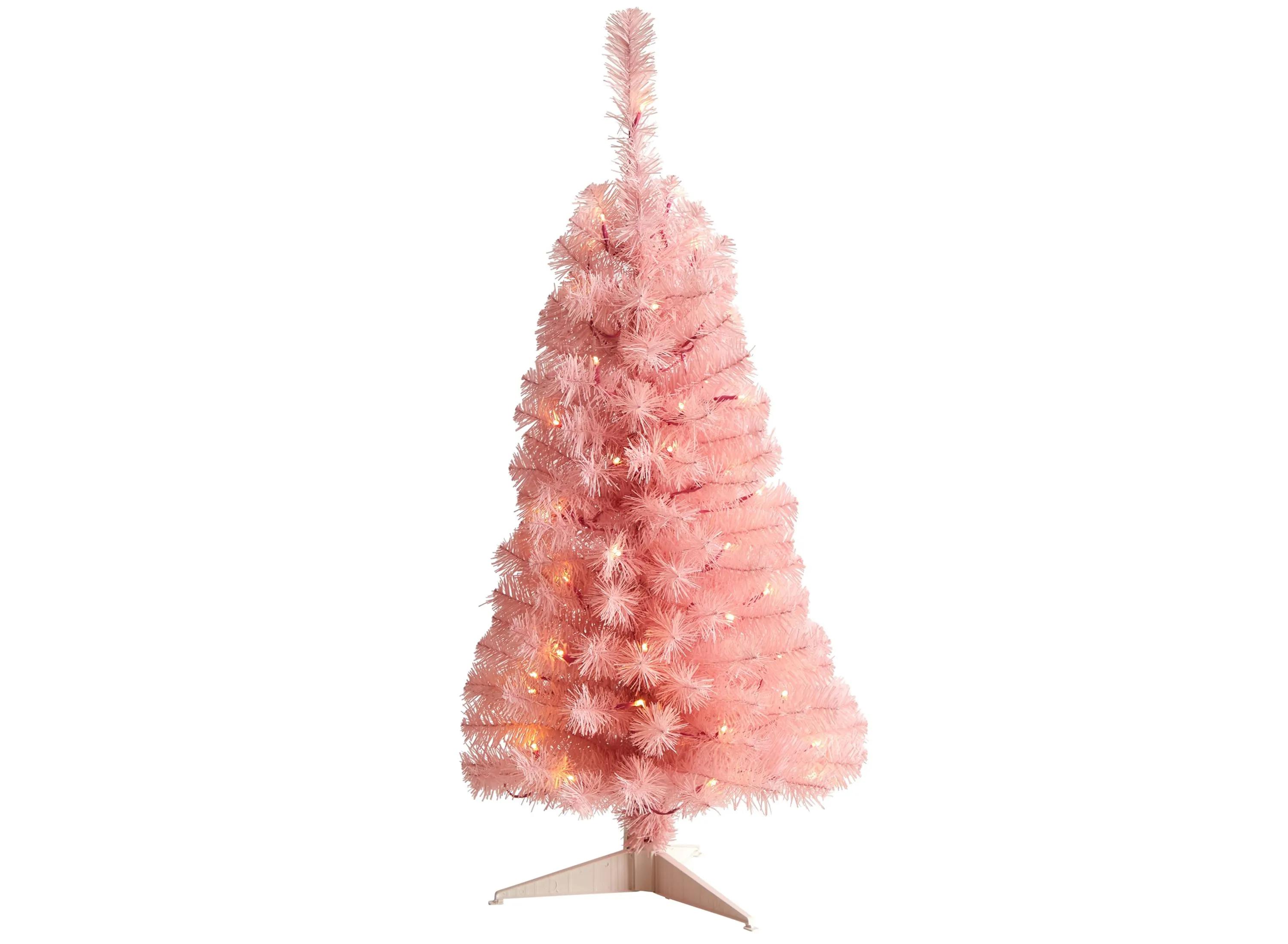 3 Pink Artificial Tree with LED Lights and Bendable Branches