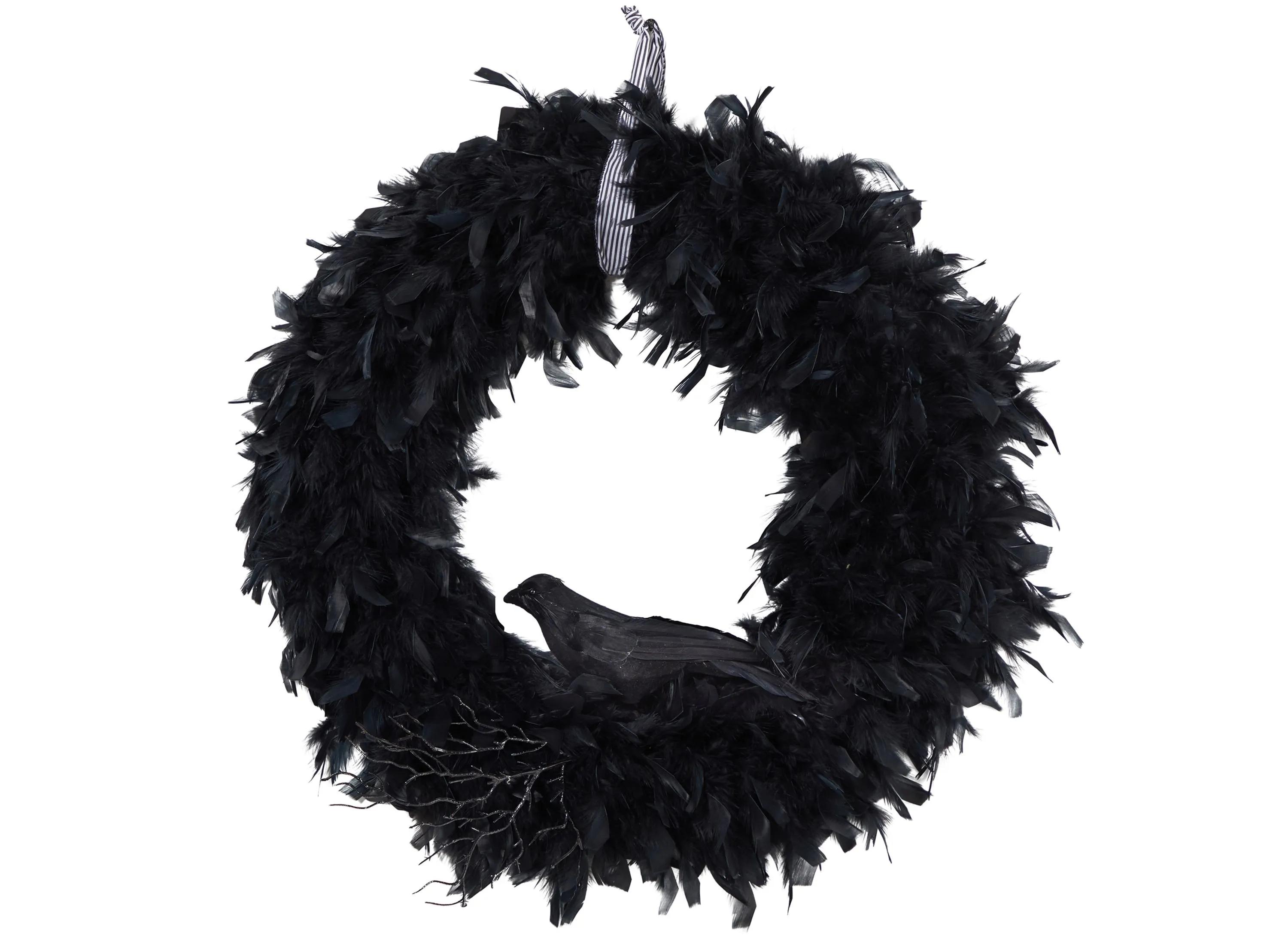 30 Halloween Foliage Raven Feather Wreath