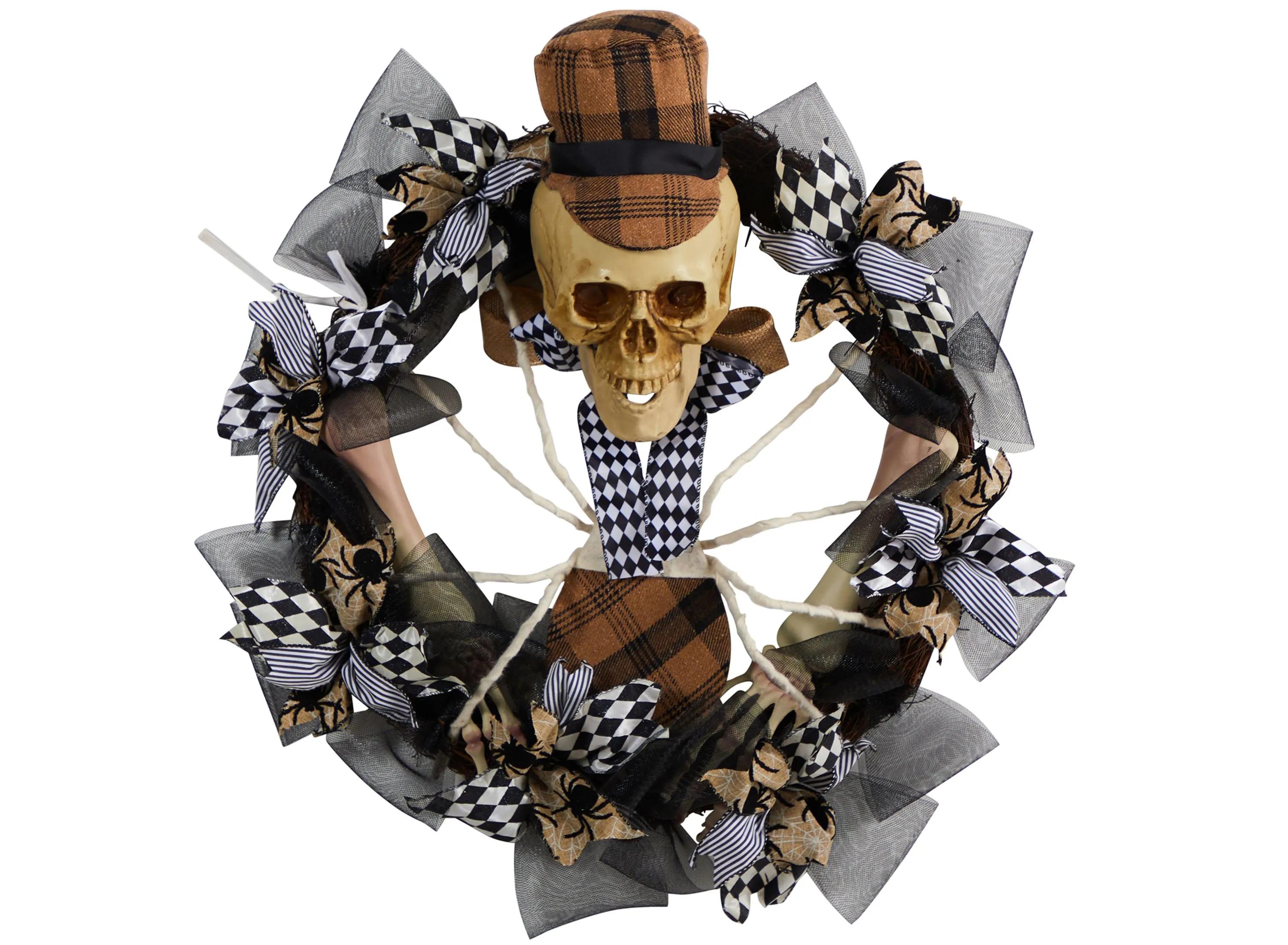 24 Halloween Foliage Skull Wreath