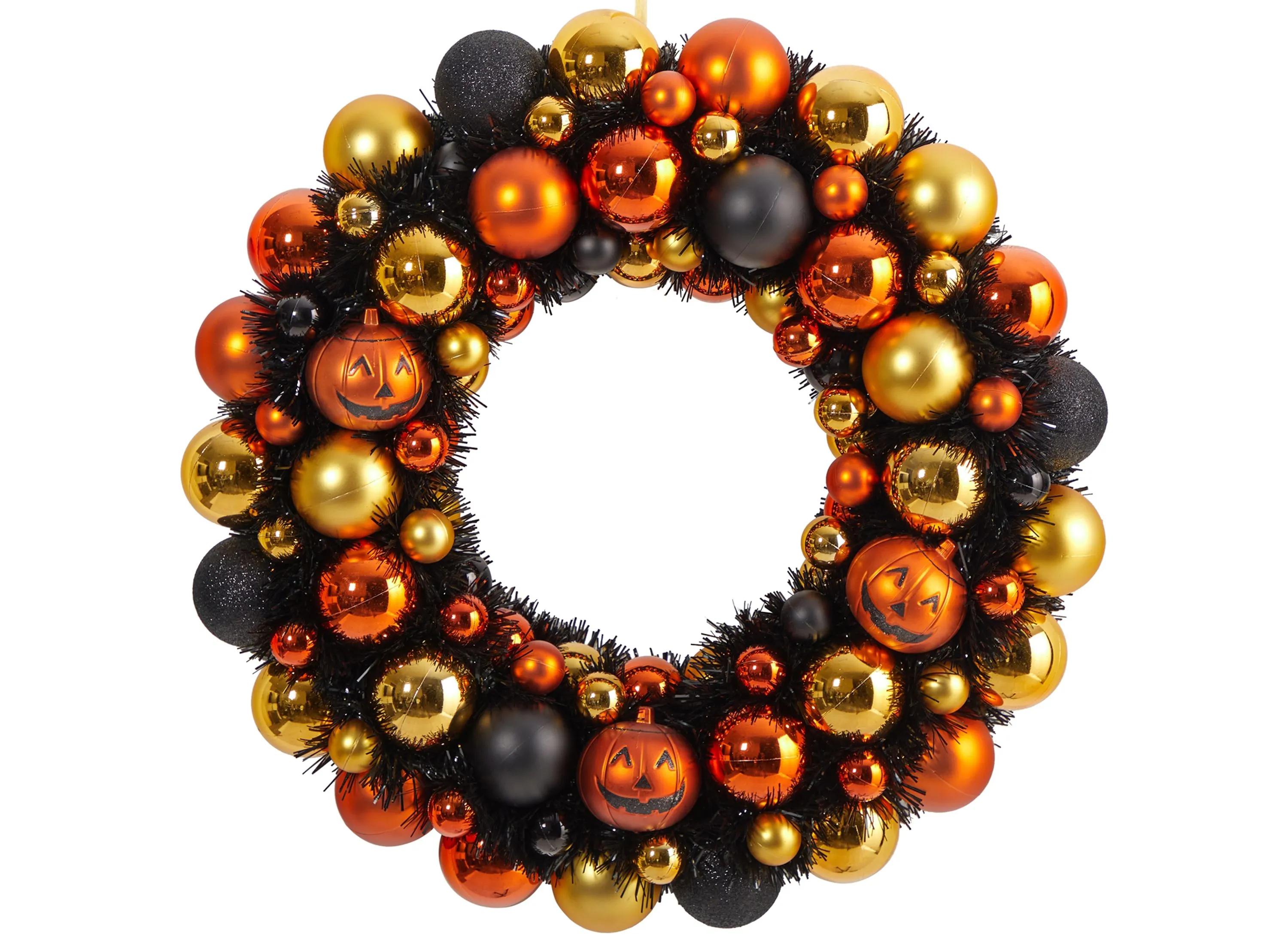19 Halloween Shatterproof Pumpkin Ornament Wreath