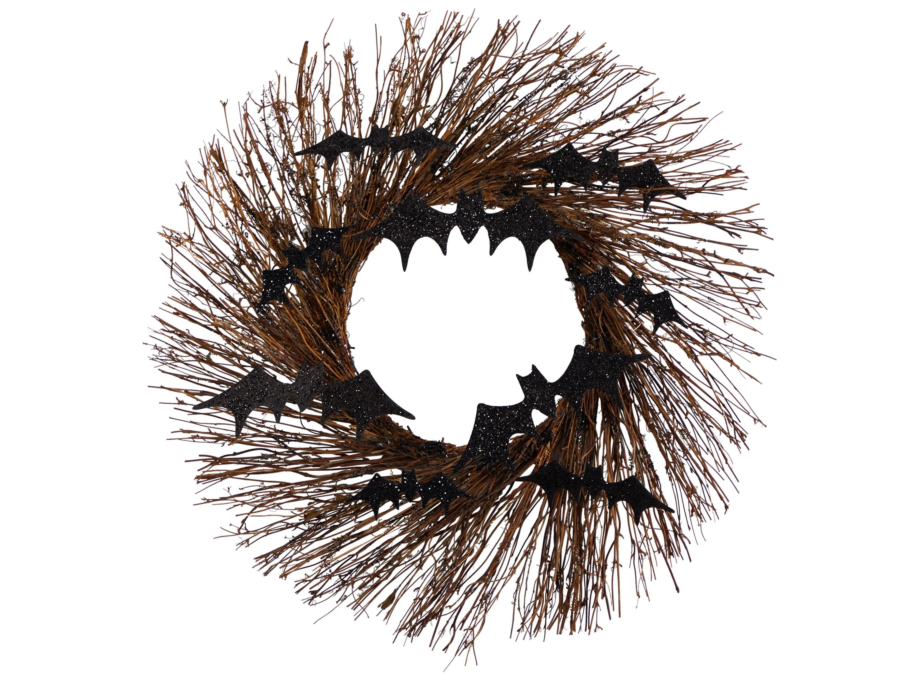 26 Halloween Foliage Bats Twig Wreath