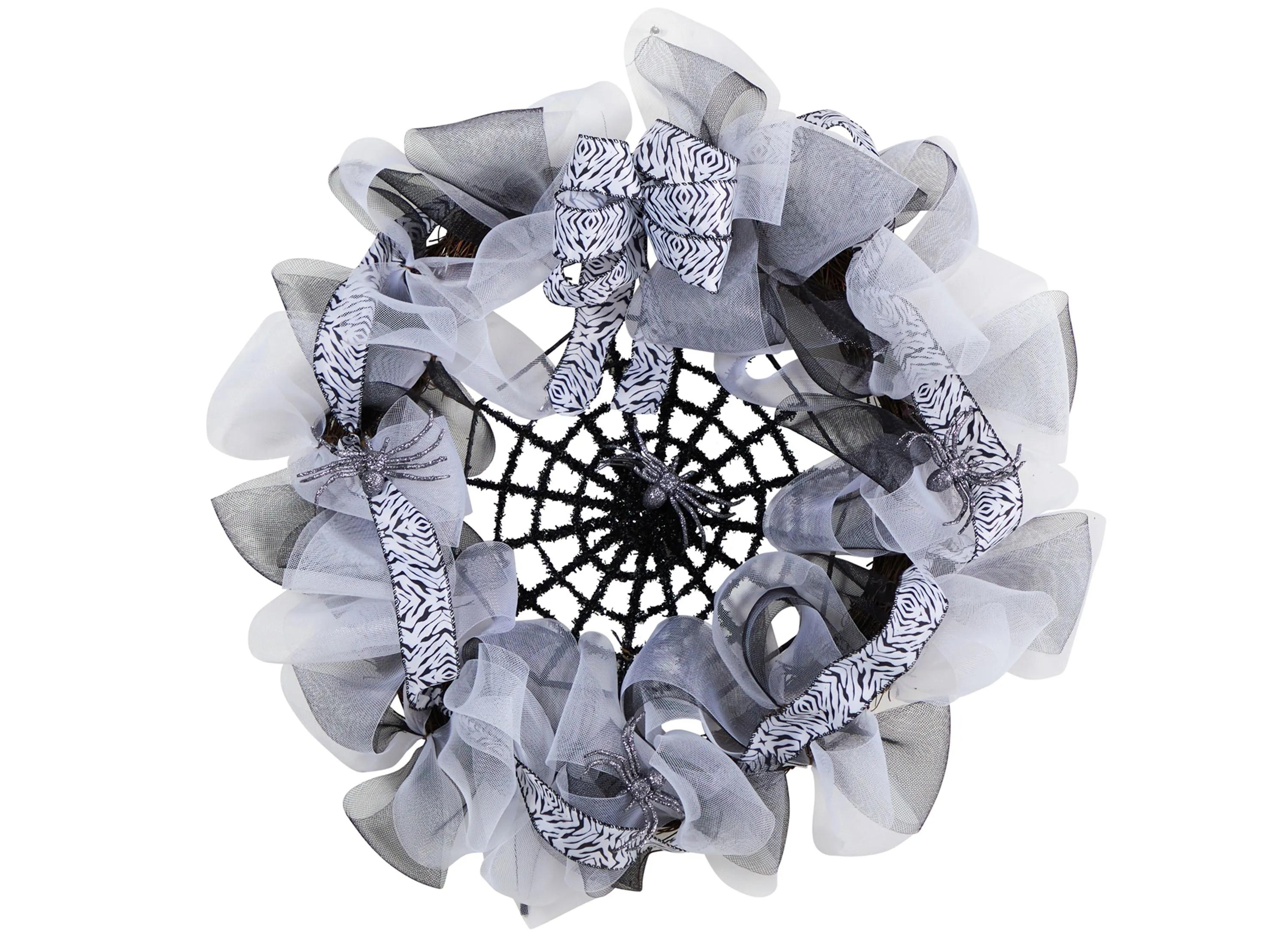 26 Halloween Foliage Spider Web Mesh Wreath