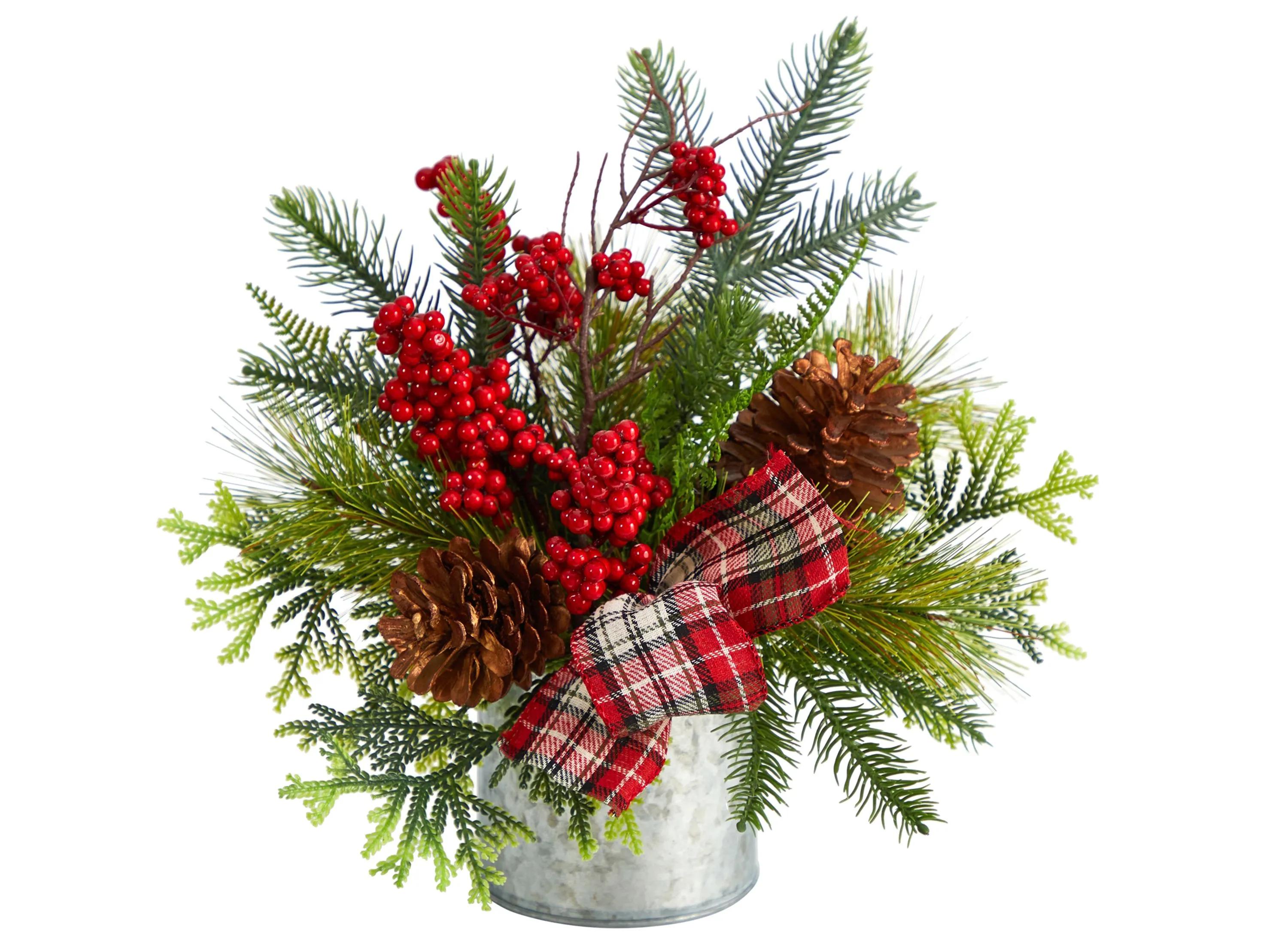 12 Holiday Foliage Artificial Table Arrangement