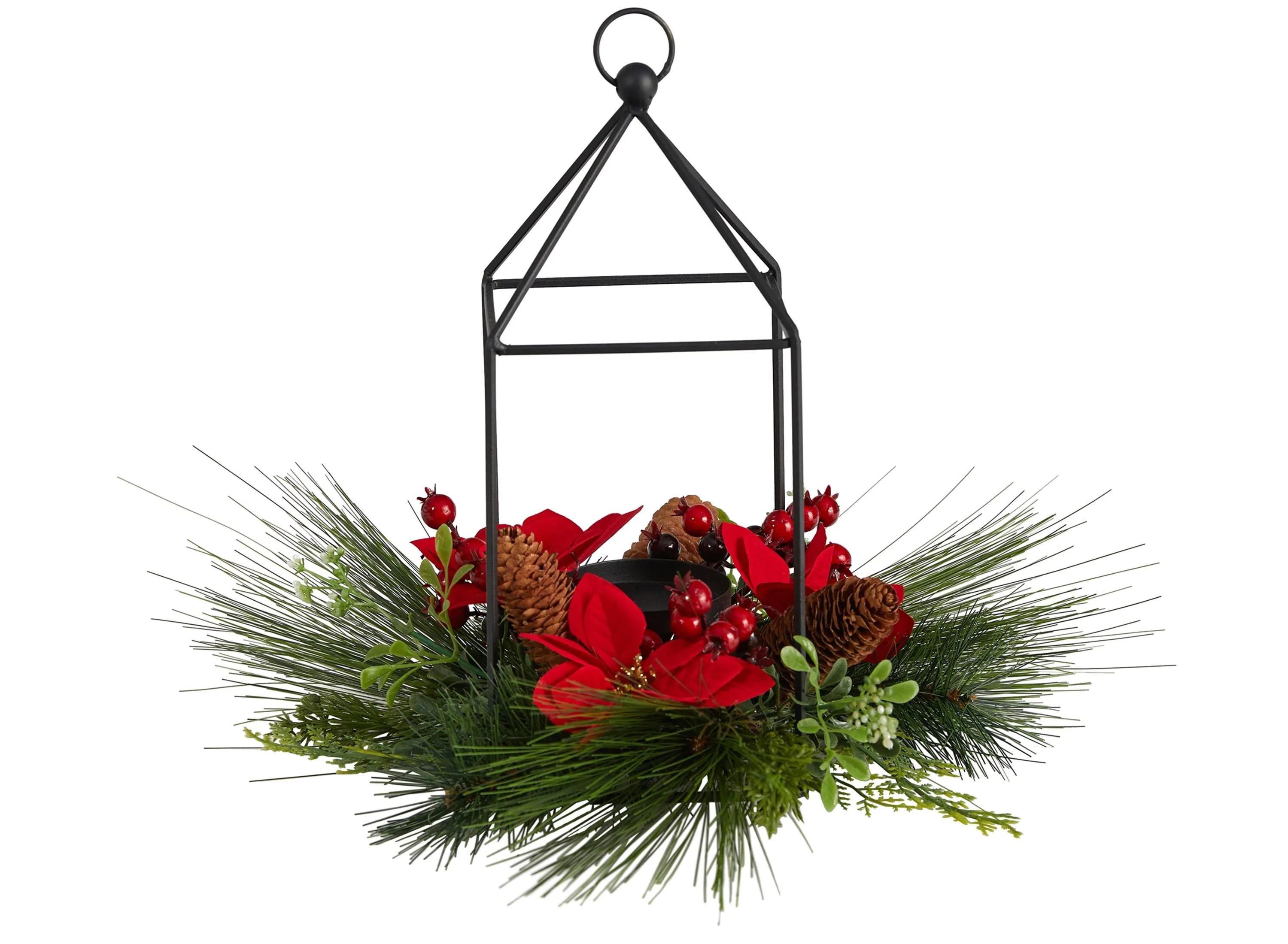 14 Holiday Foliage Candle Holder Artificial Arrangement
