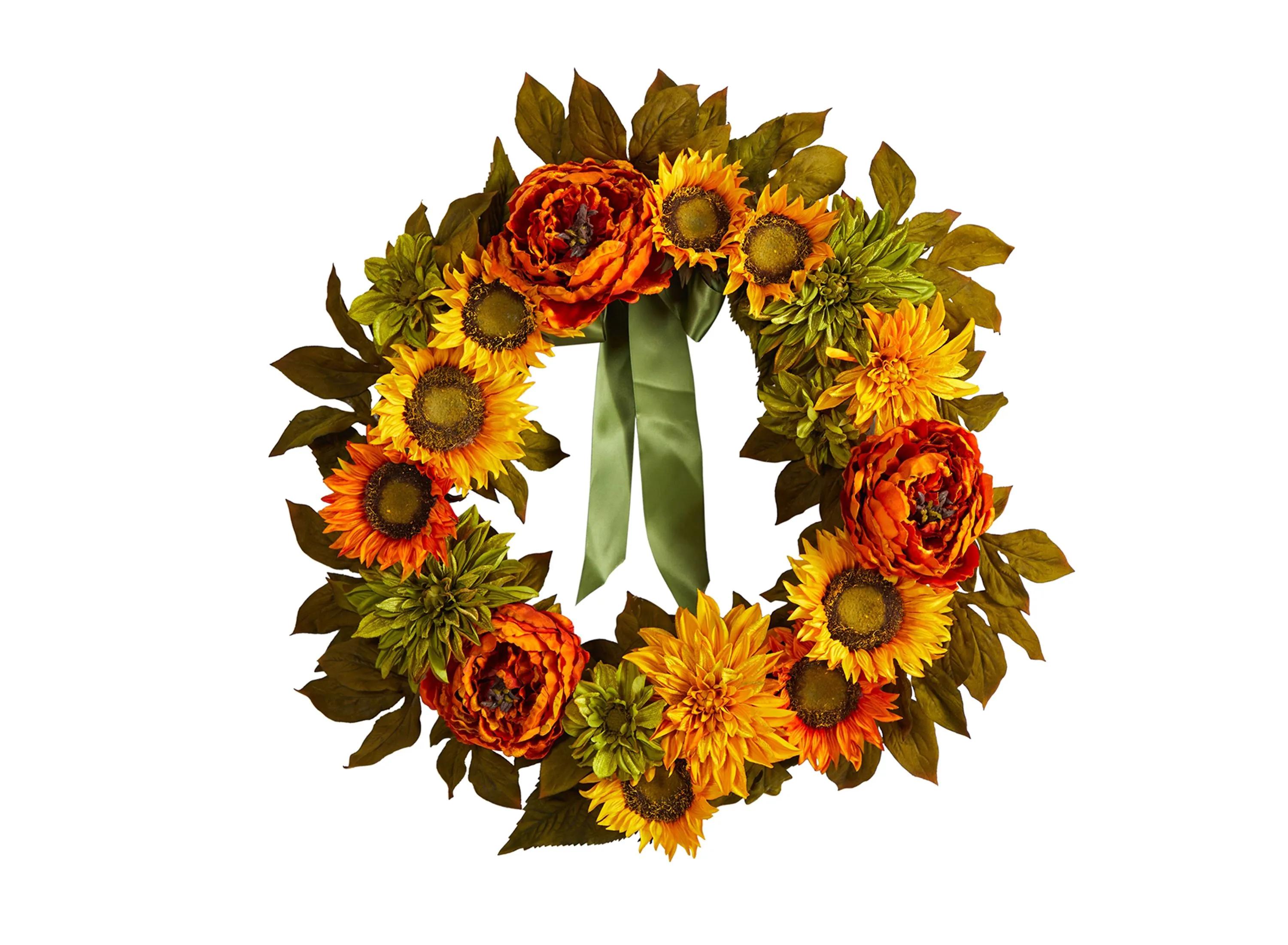 Crisp 24 Peony and Sunflower Wreath