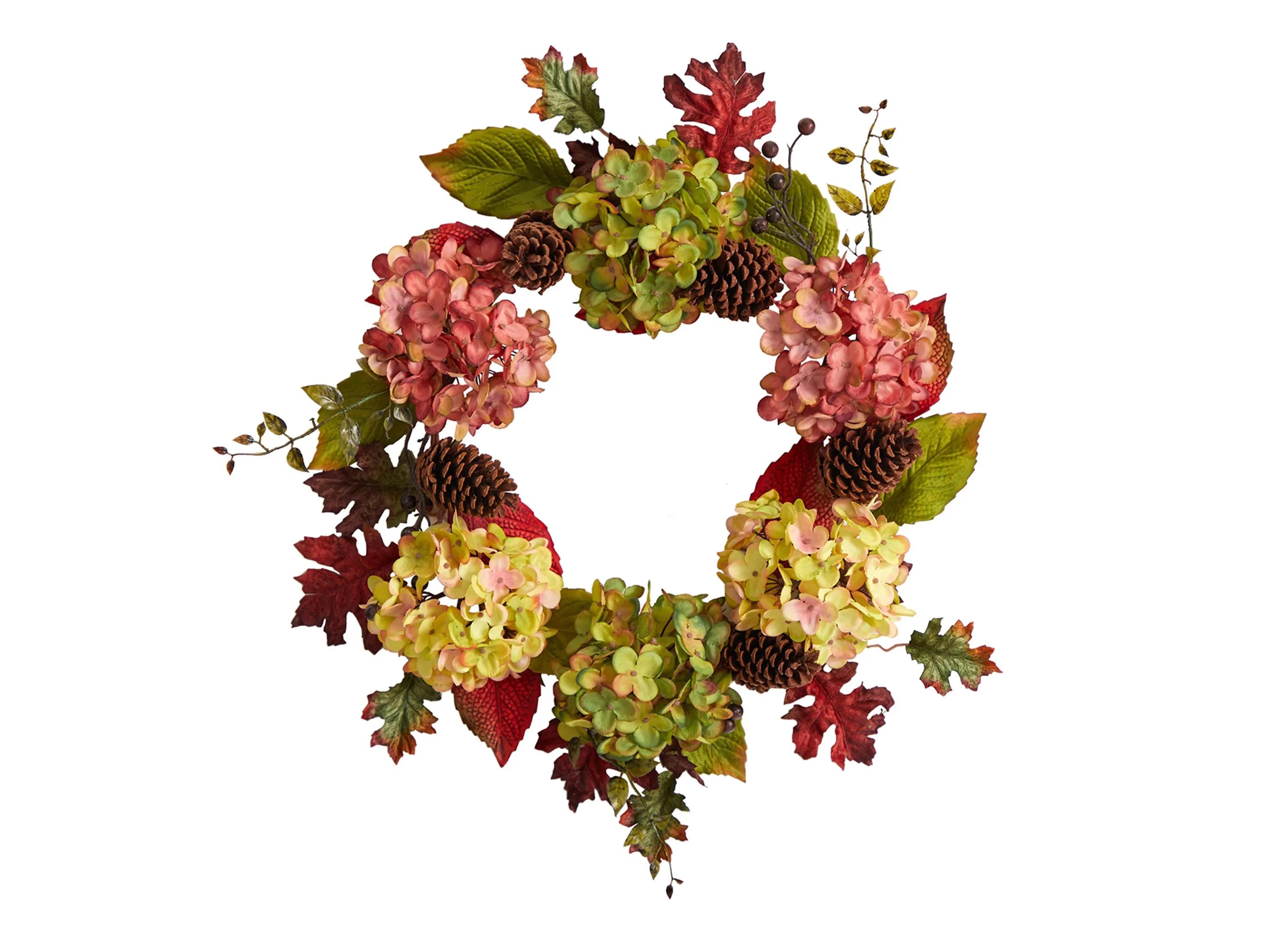 Crisp 25 Hydrangea and Pinecones Wreath