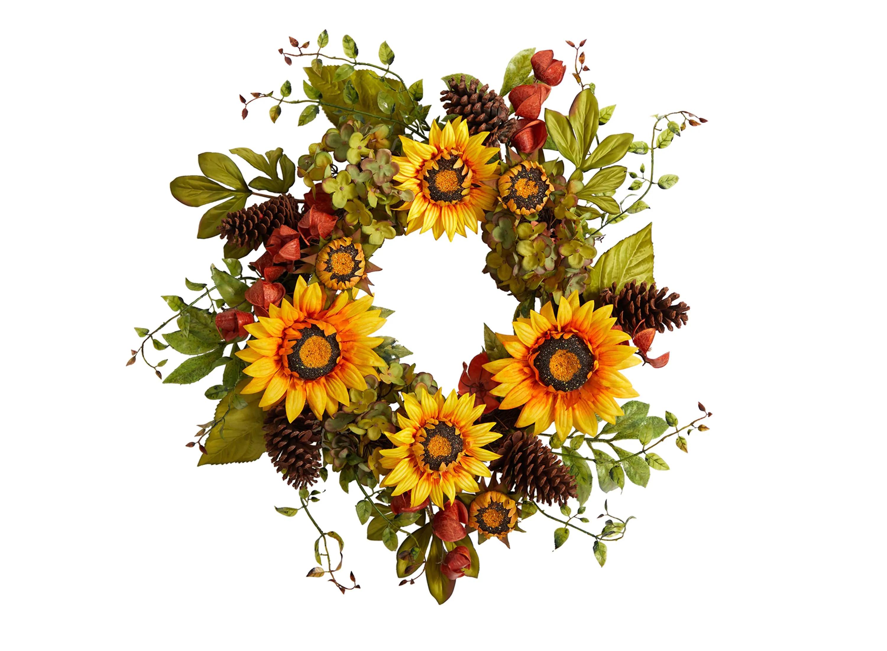 Crisp 26 Hydrangea and Sunflower Wreath