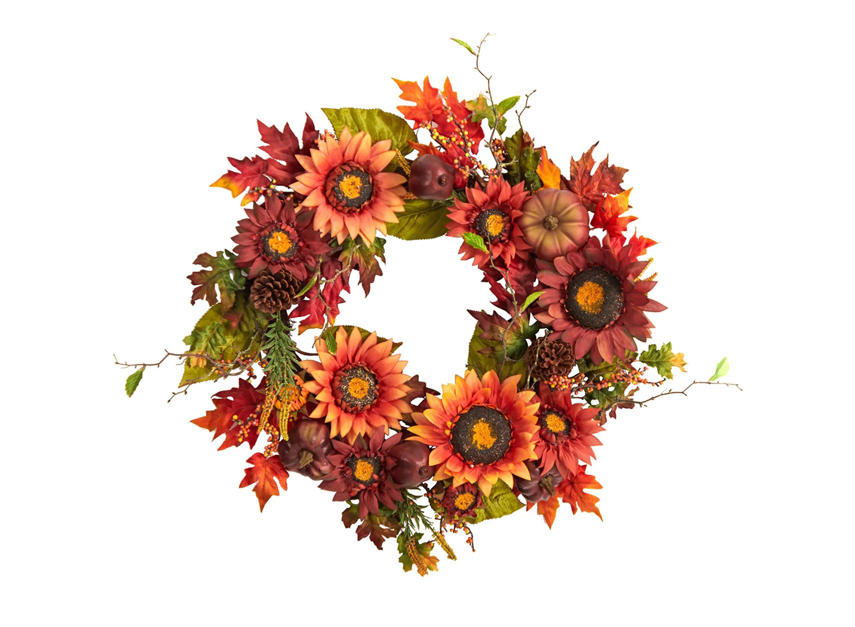 Crisp 24 Sunflower and Pinecone Wreath