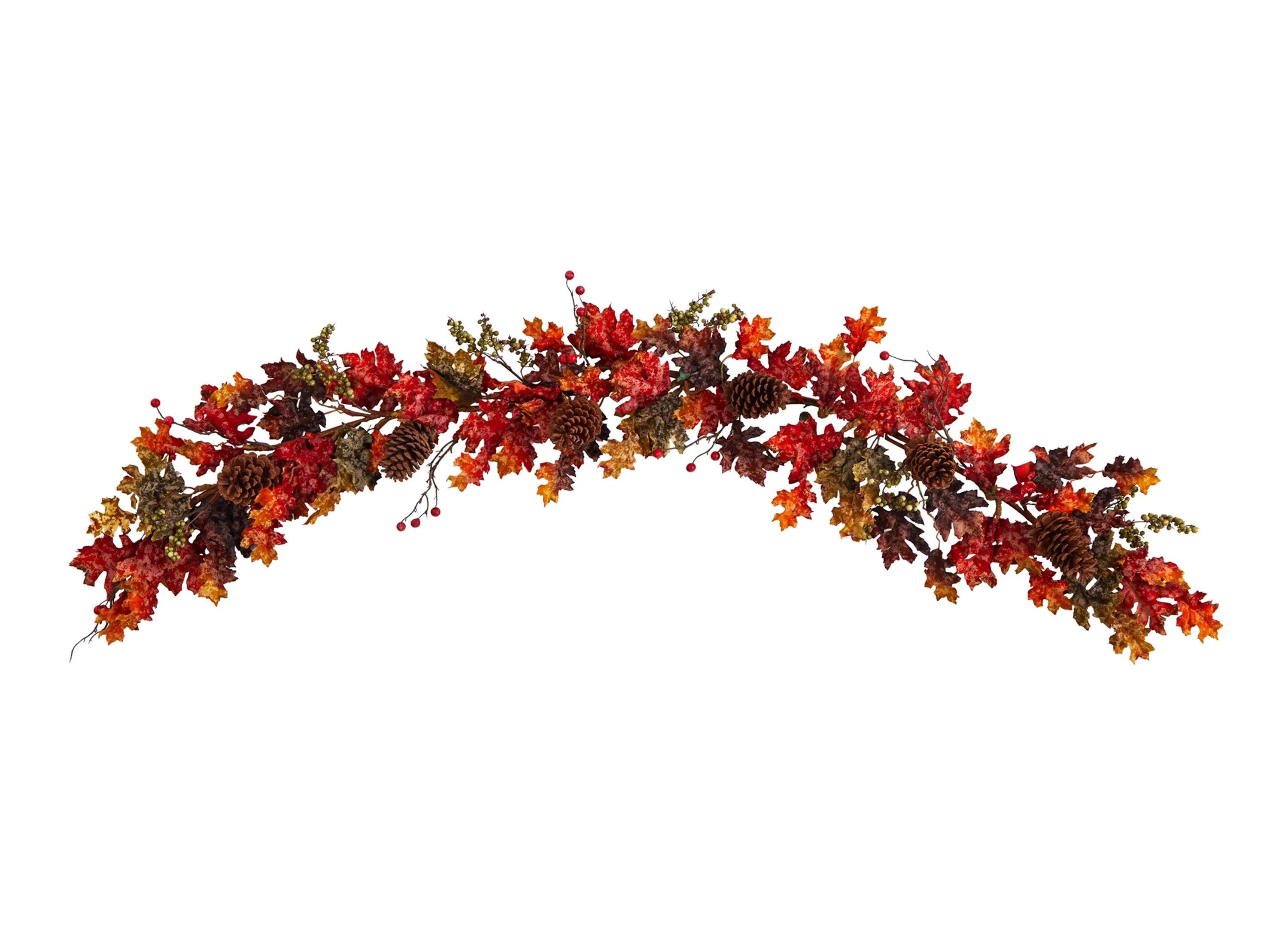 Crisp 6ft Maple Leaves and Pinecones Garland