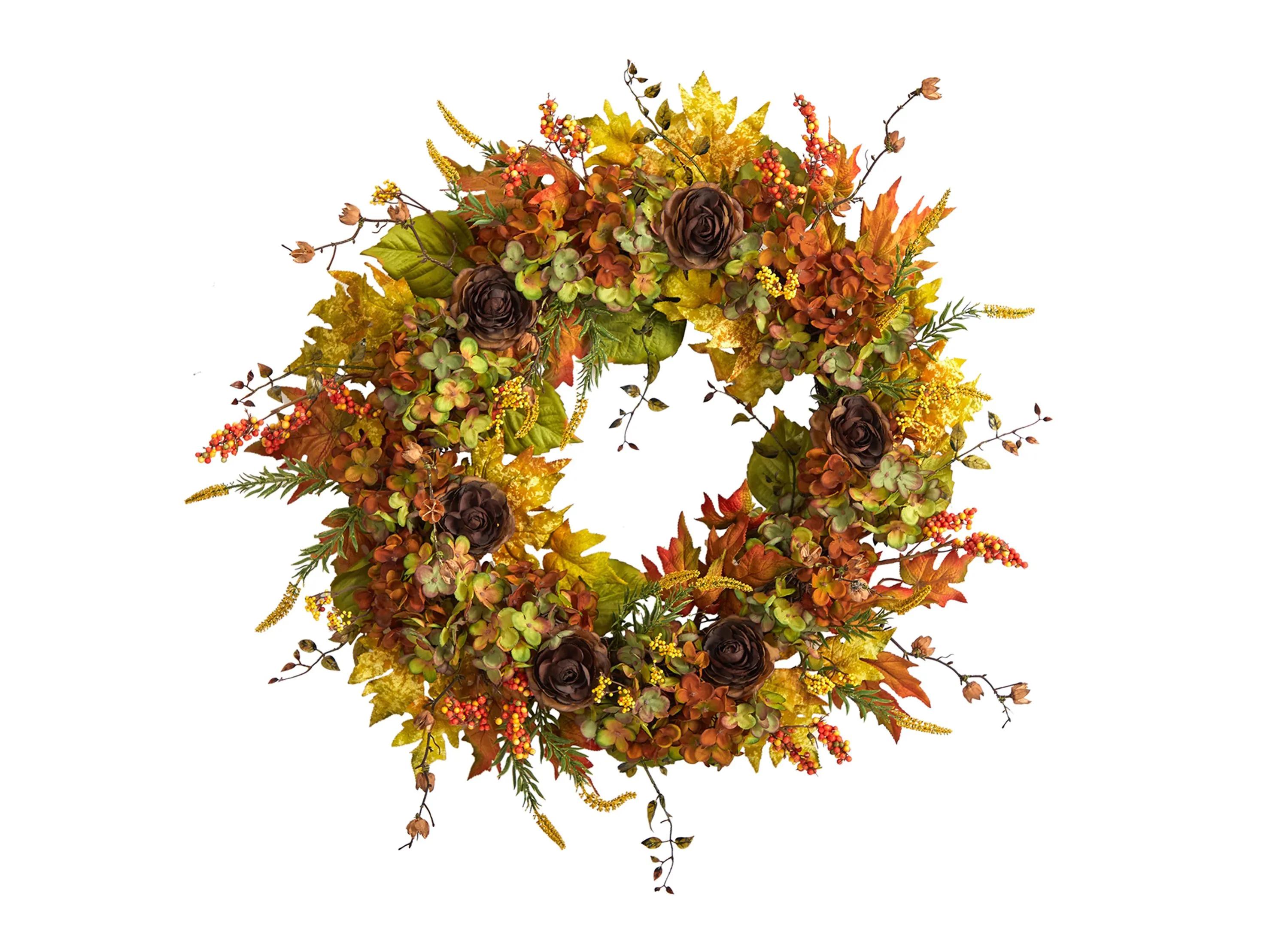 Crisp 32 Hydrangea and Maple Leaf Wreath