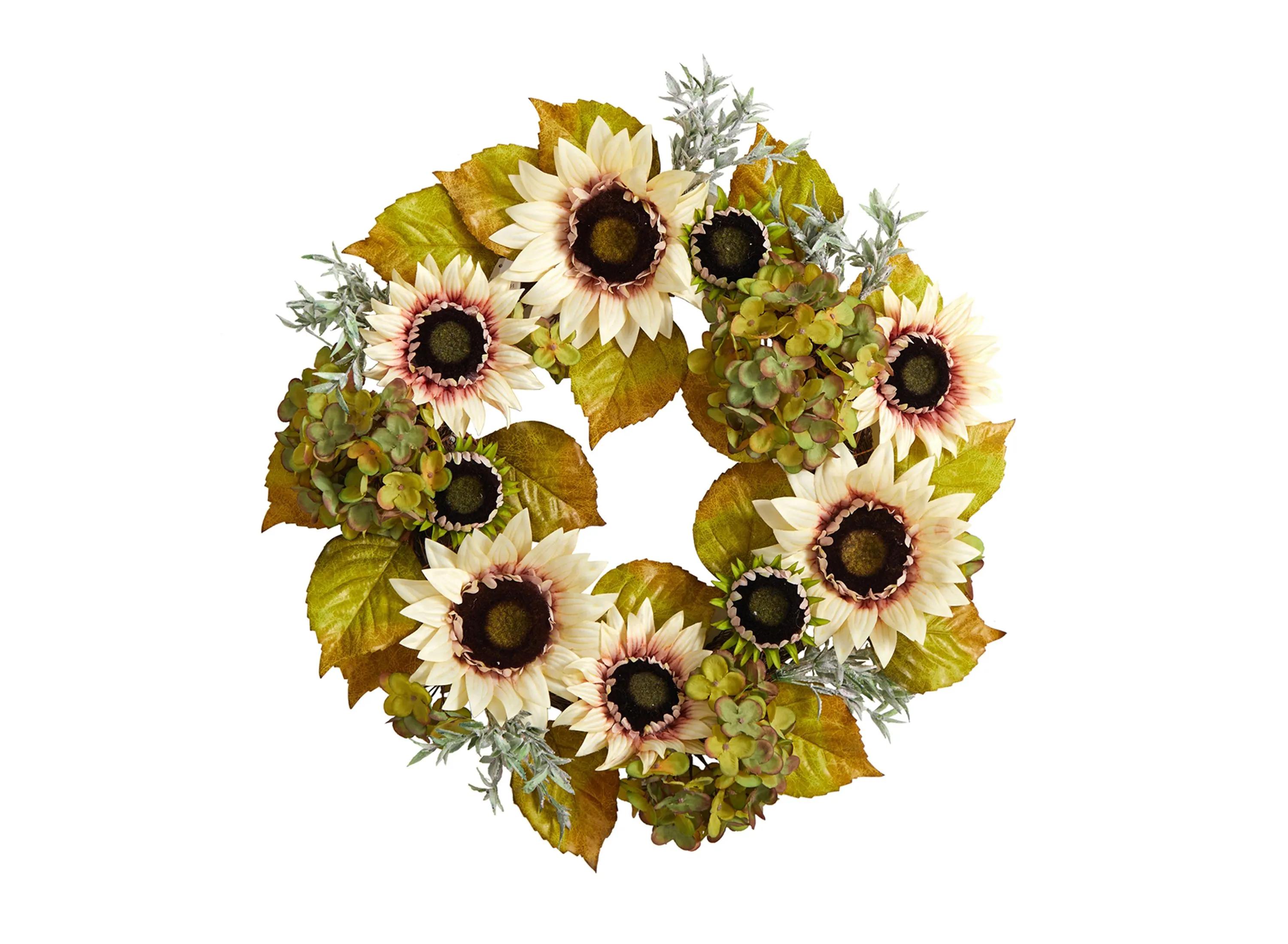 Crisp 24 Sunflower and Hydrangea Wreath