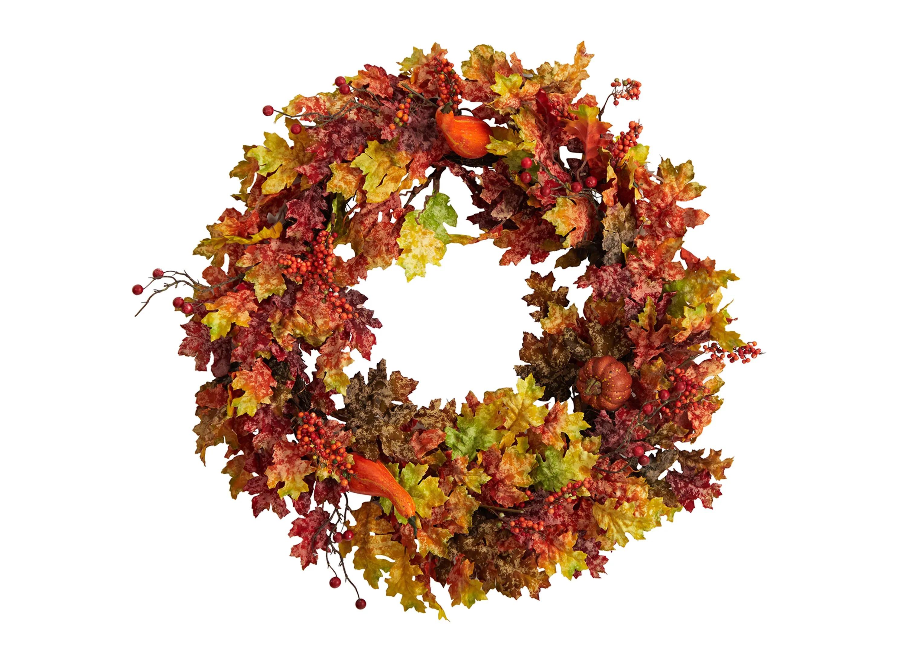 Crisp 32 Oak Leaf and Pumpkin Wreath