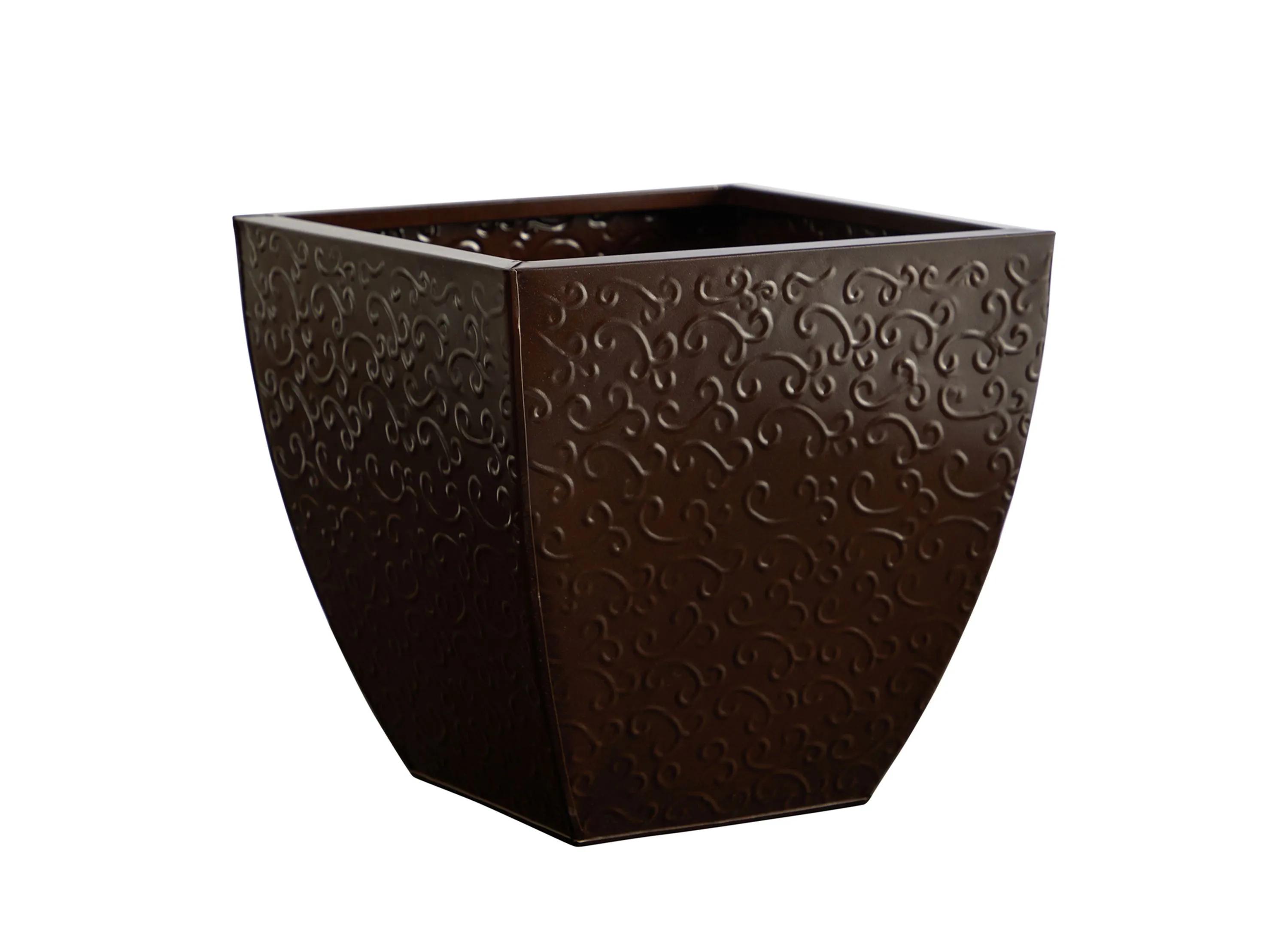 14in. Embossed Metal Scroll Planter