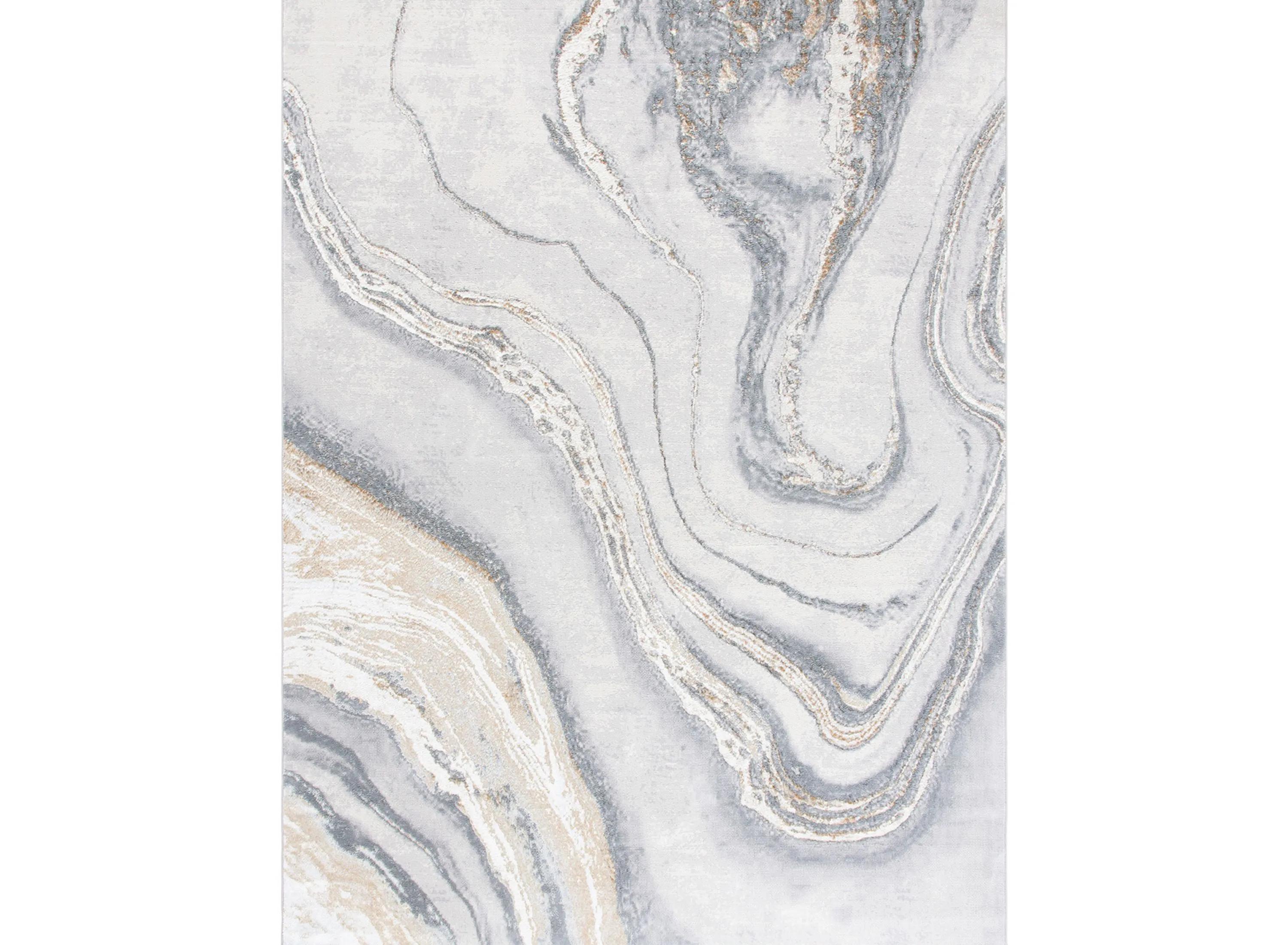 Orchard Machine Made Area rug, Grey / Gold Contemporary Style Easy Care