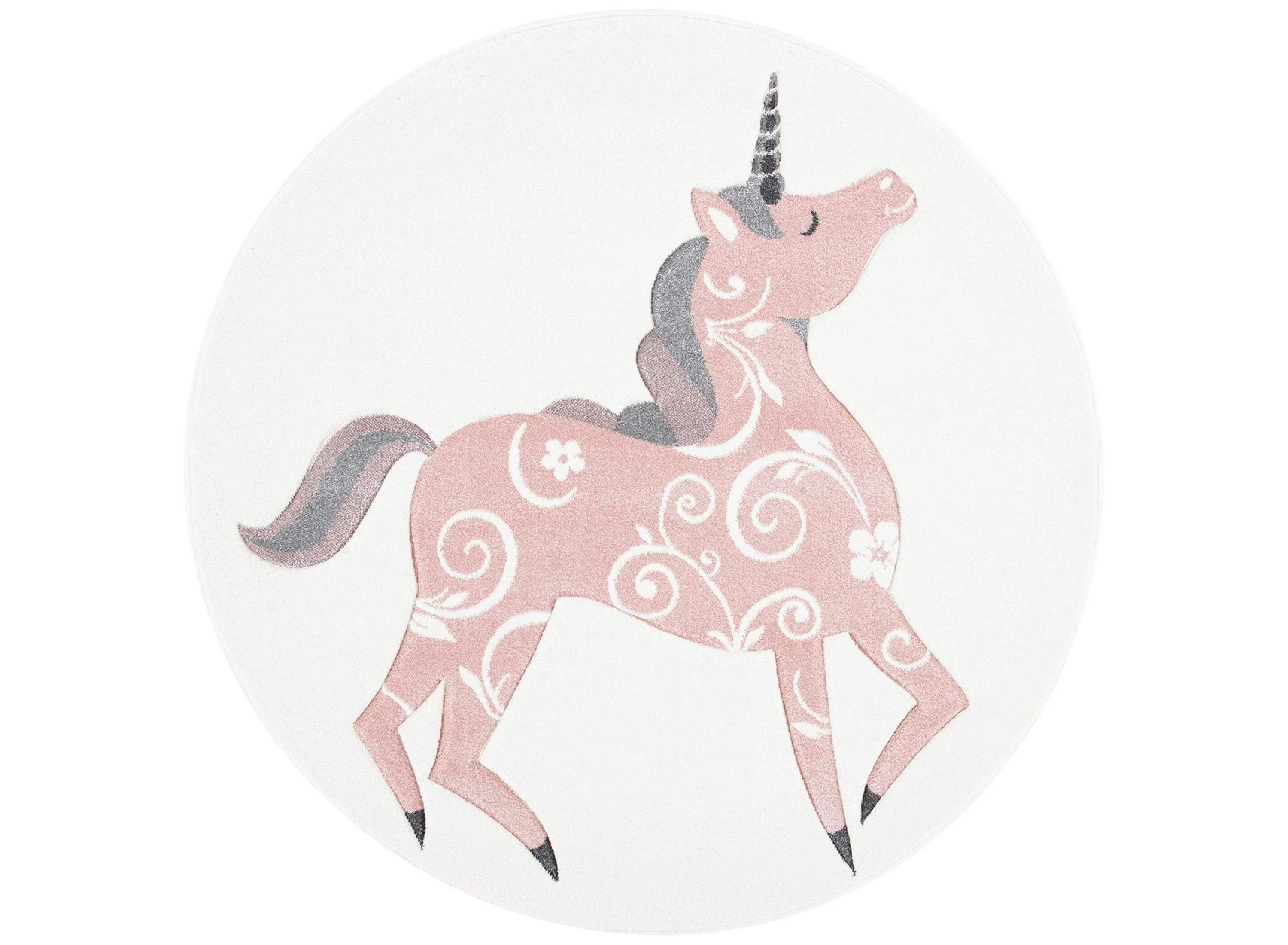 Carousel Unicorn Kids Area Rug Round