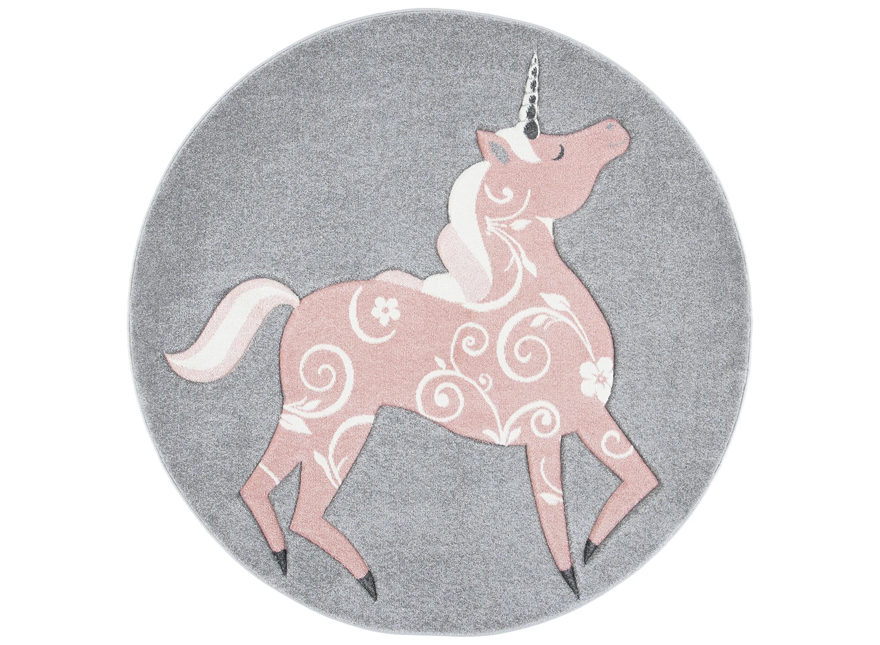 Carousel Unicorn Kids Area Rug Round