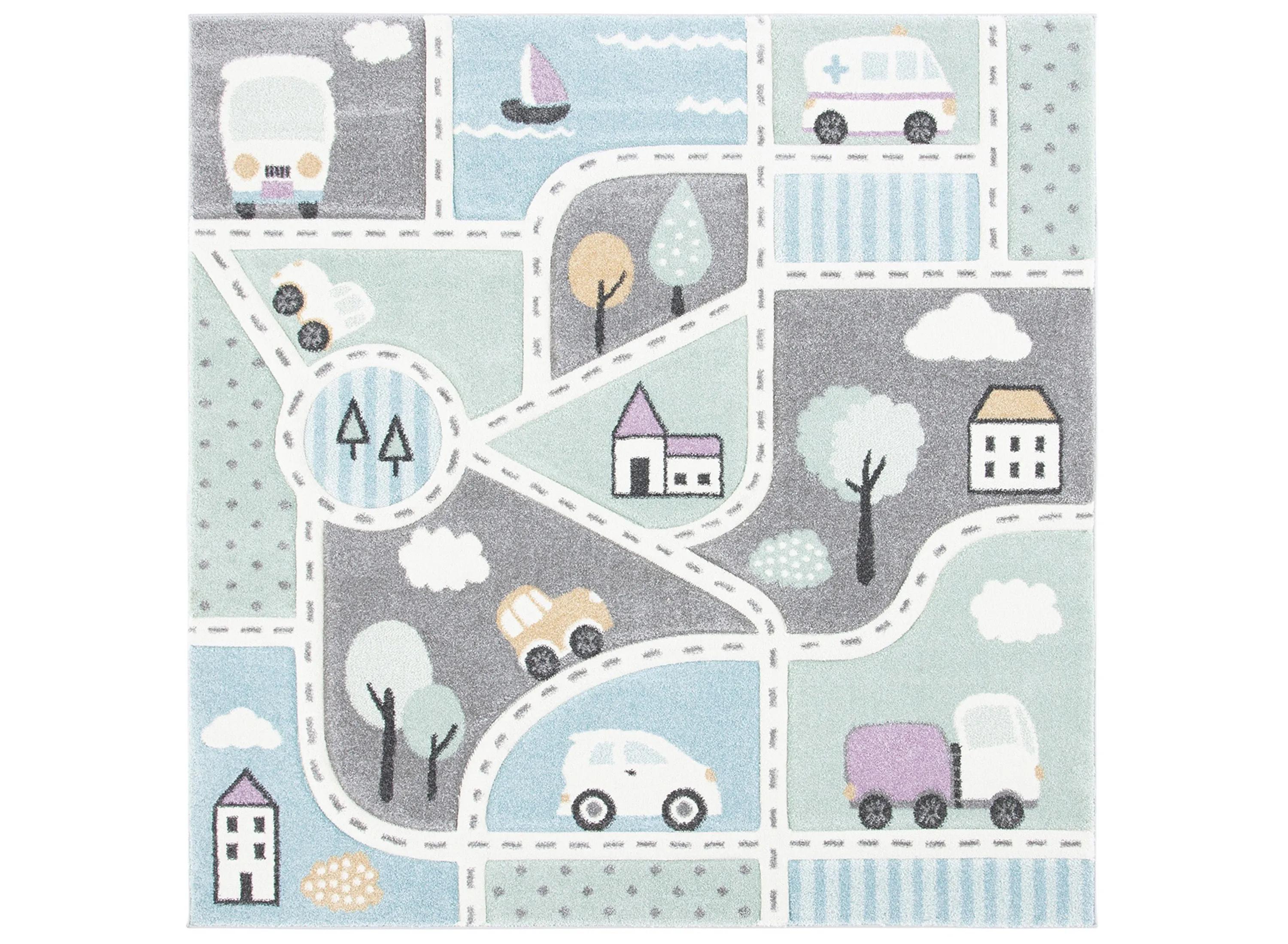 Carousel Cars Kids Area Rug