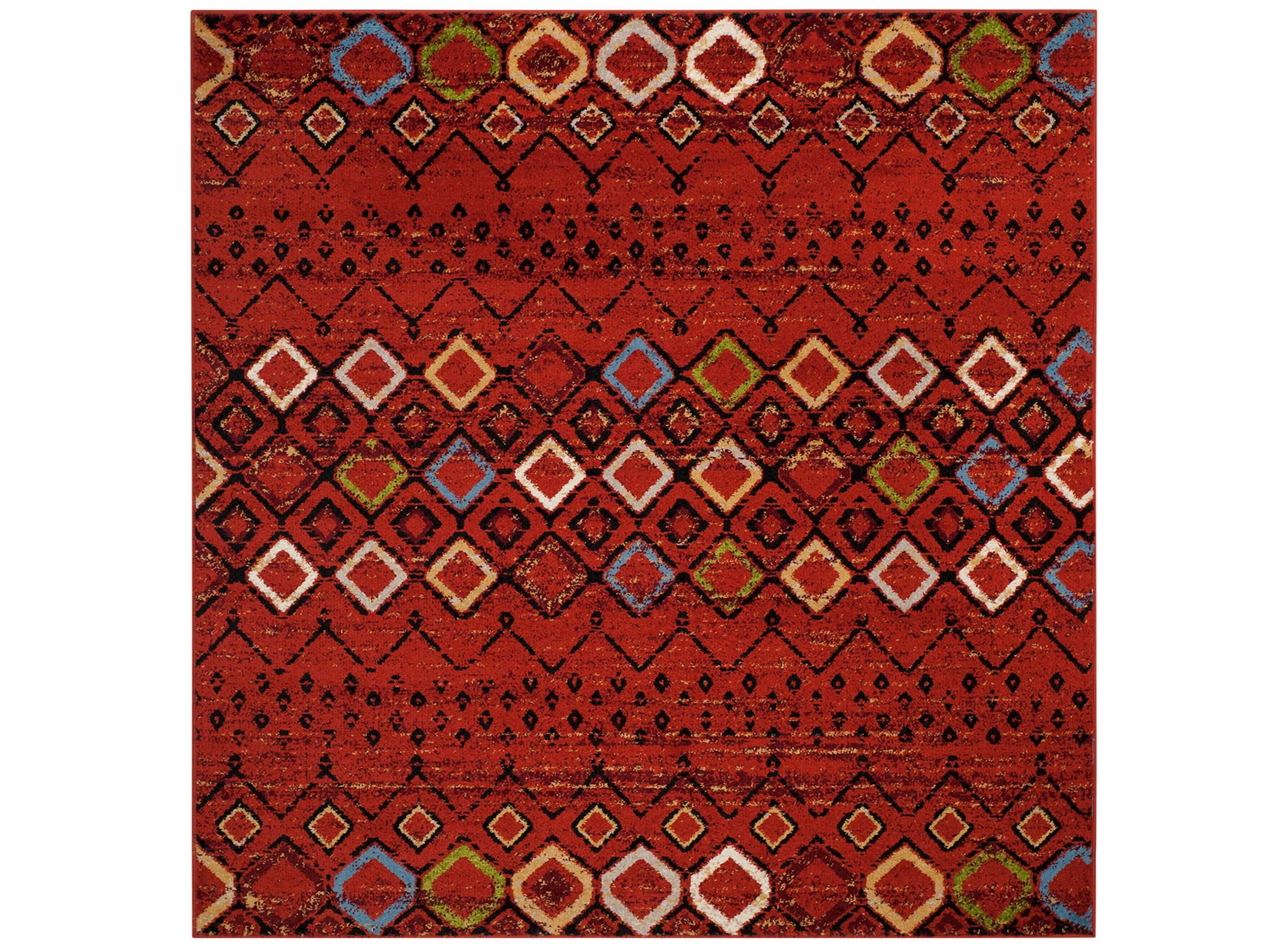 Halen Red Area Rug Square