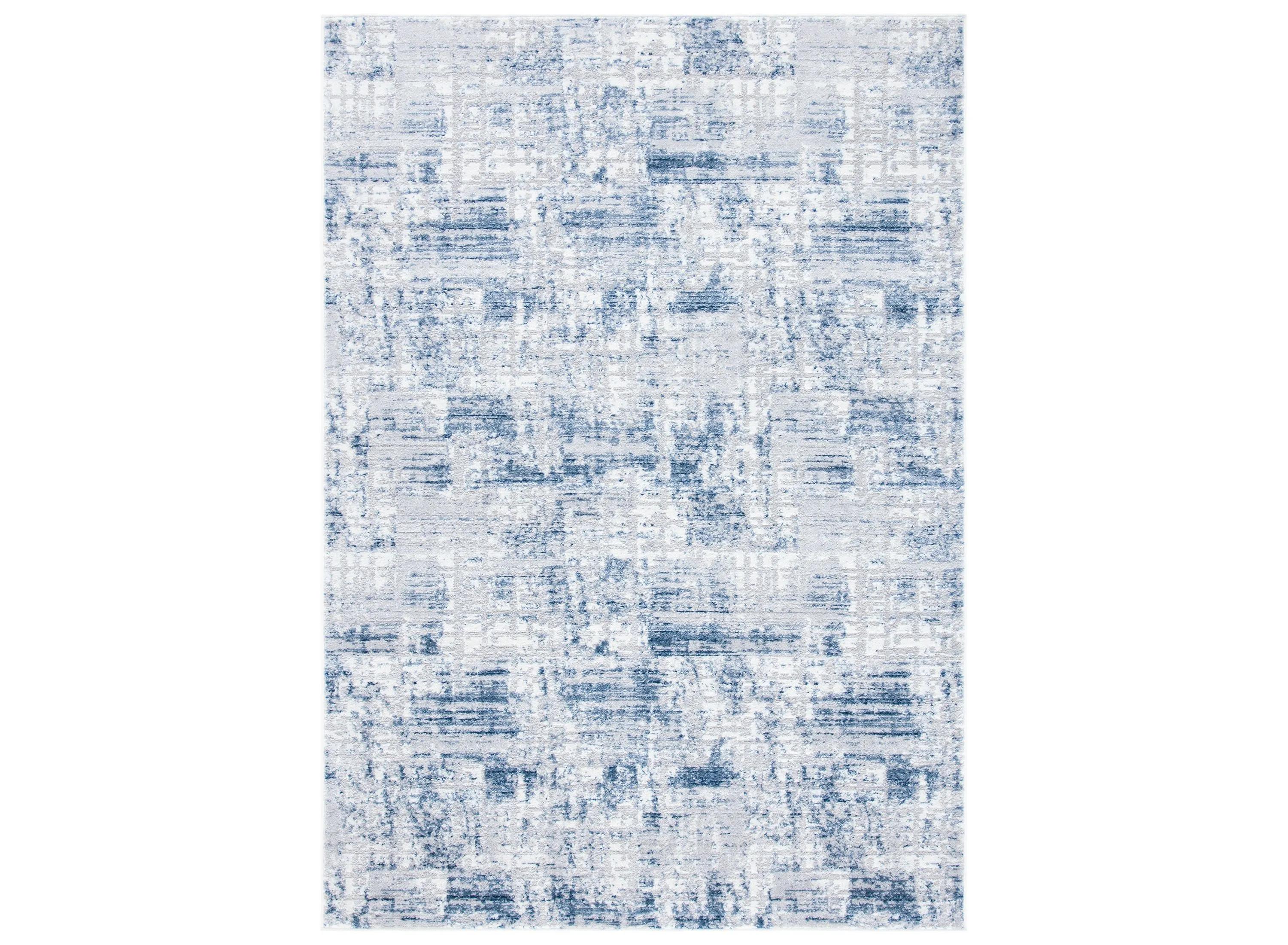 Amelia Machine Made Area Rug, Navy / Light Grey Contemporary Style Easy Care