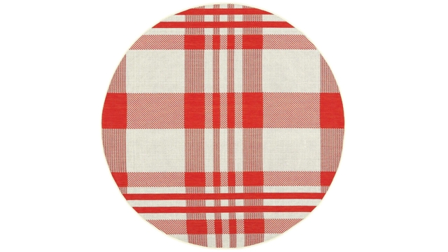 Courtyard Plaid Indoor/Outdoor Area Rug Round