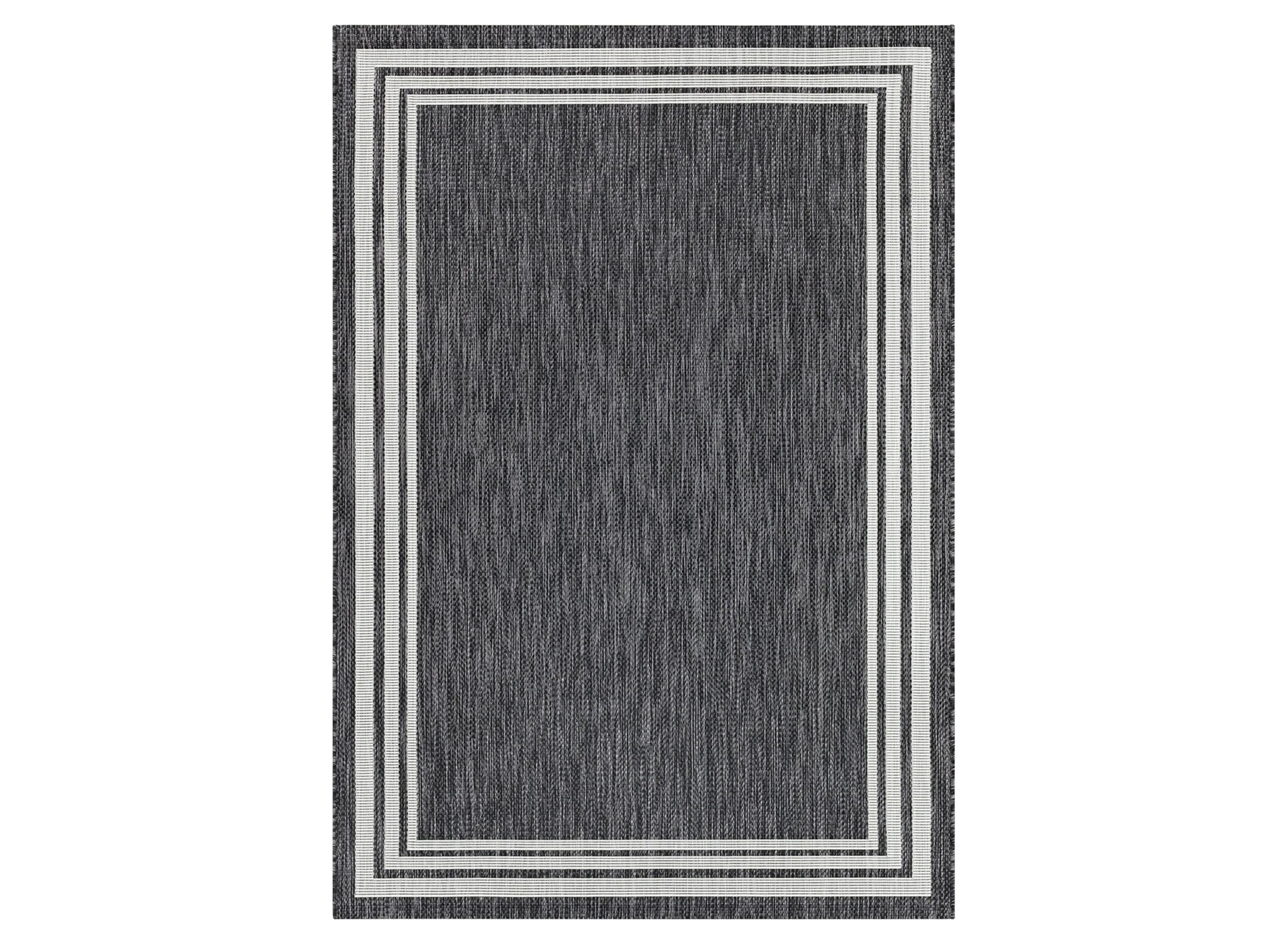 EAG2365-43511 4 ft. 3 in. x 5 ft. 11 in. Eagean Machine Woven Rectangle Rug - Charcoal & Cream