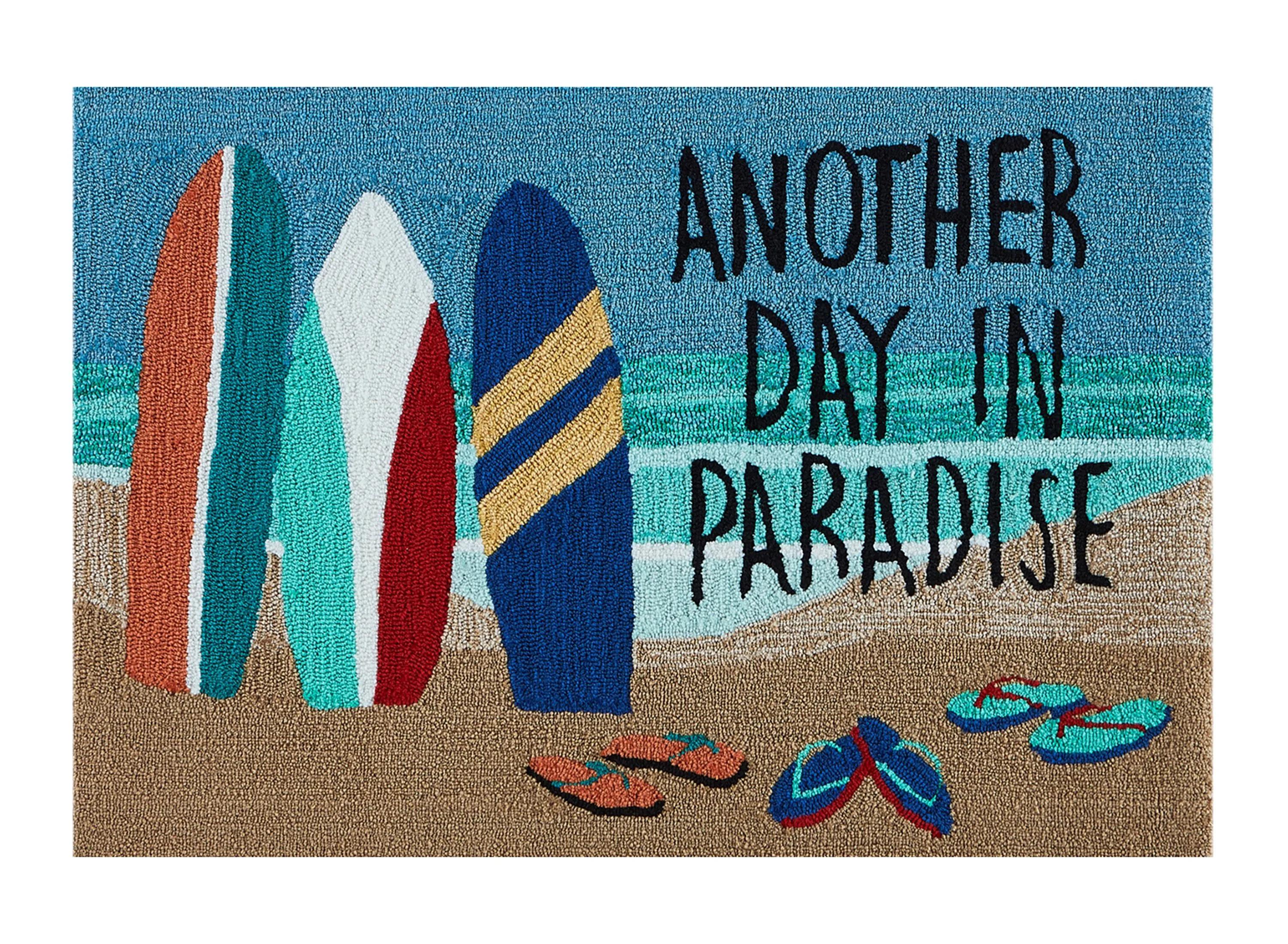 Liora Manne Frontporch Beach Paradise Hand Tufted Washable Indoor Outdoor Rectangular Accent Rug, One Size, Blue