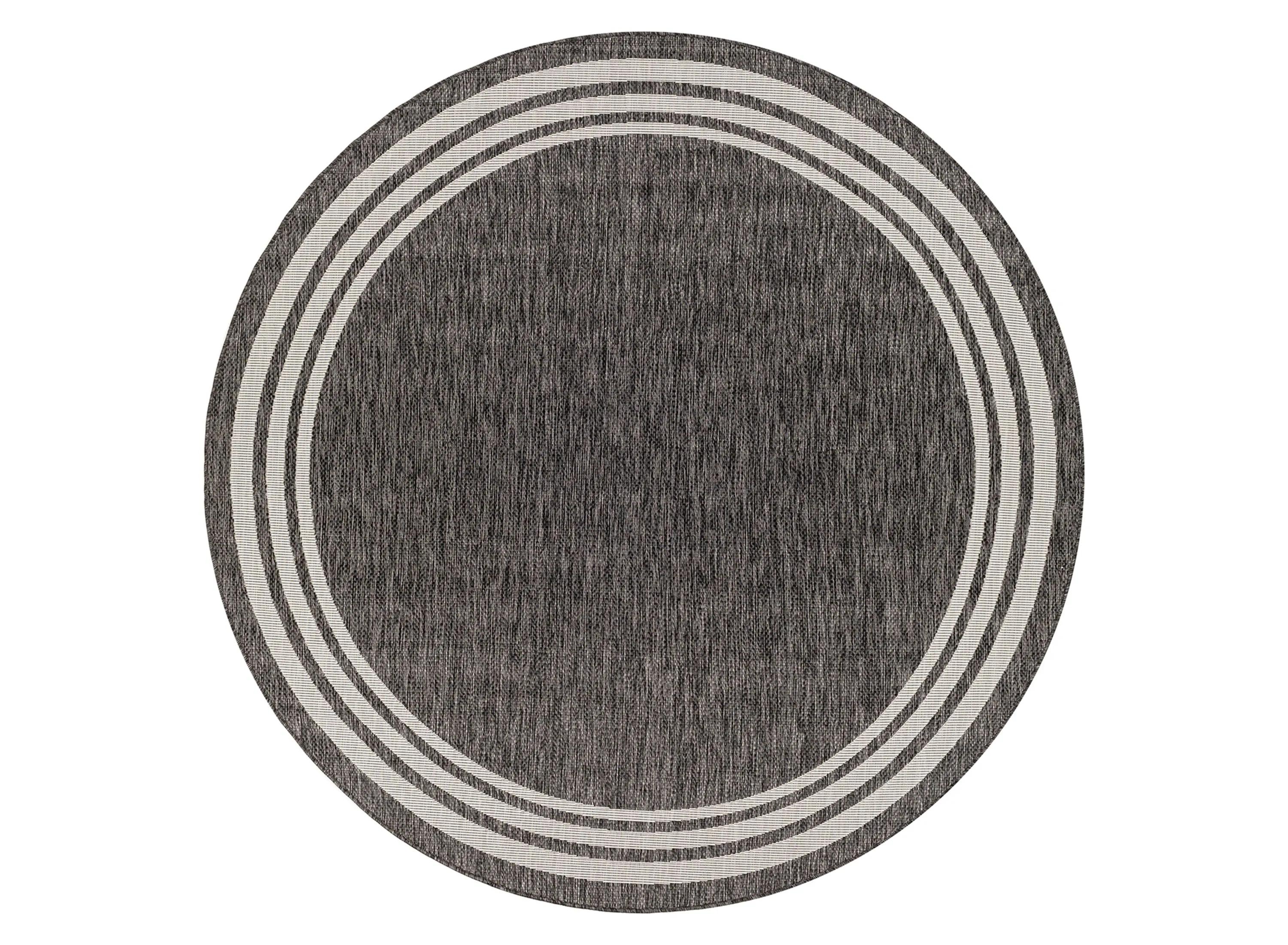 EAG2365-710RD 7 ft. 10 in. Eagean Machine Woven Round Rug - Charcoal & Cream