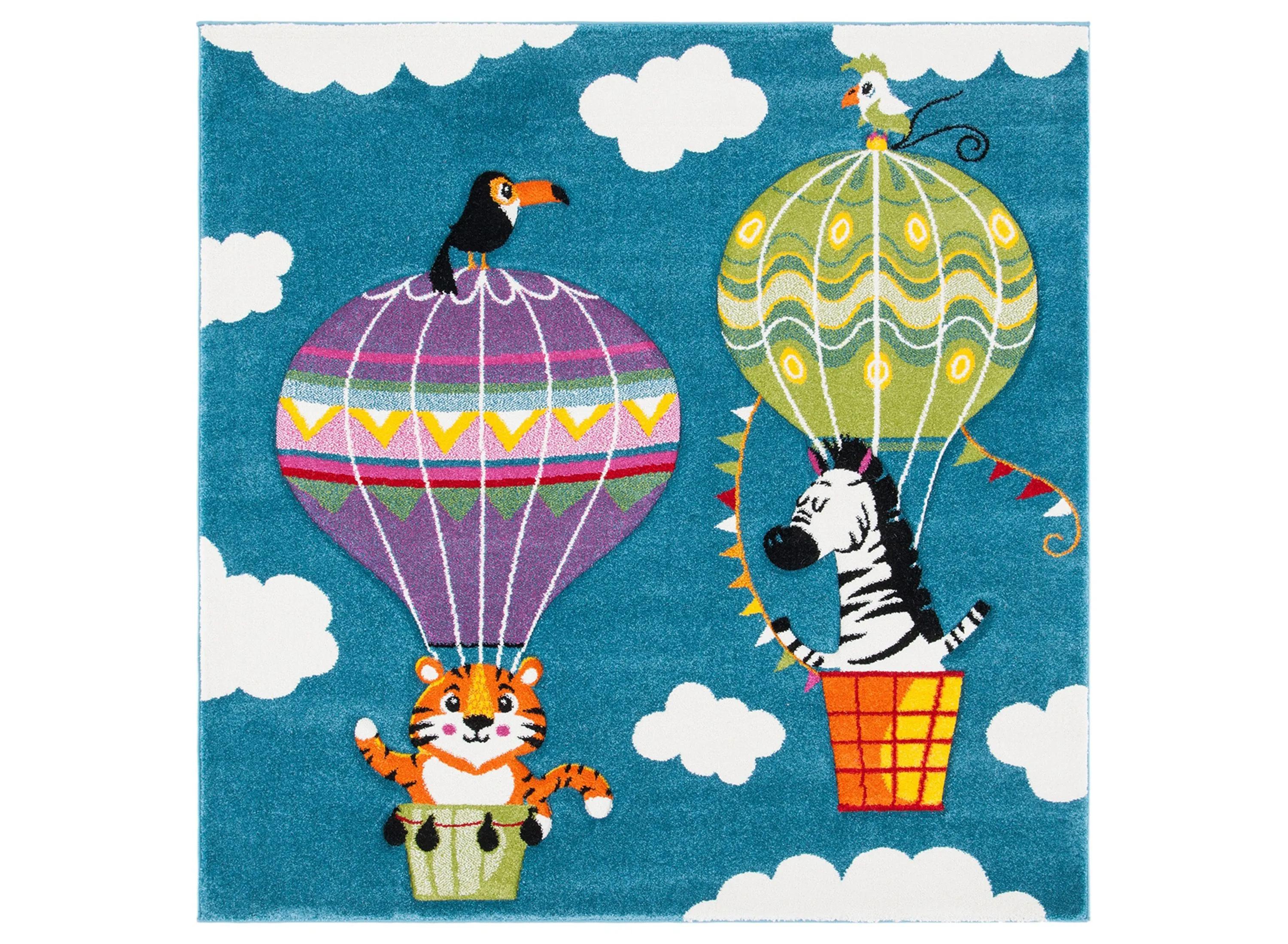 Carousel Balloons Kids Area Rug