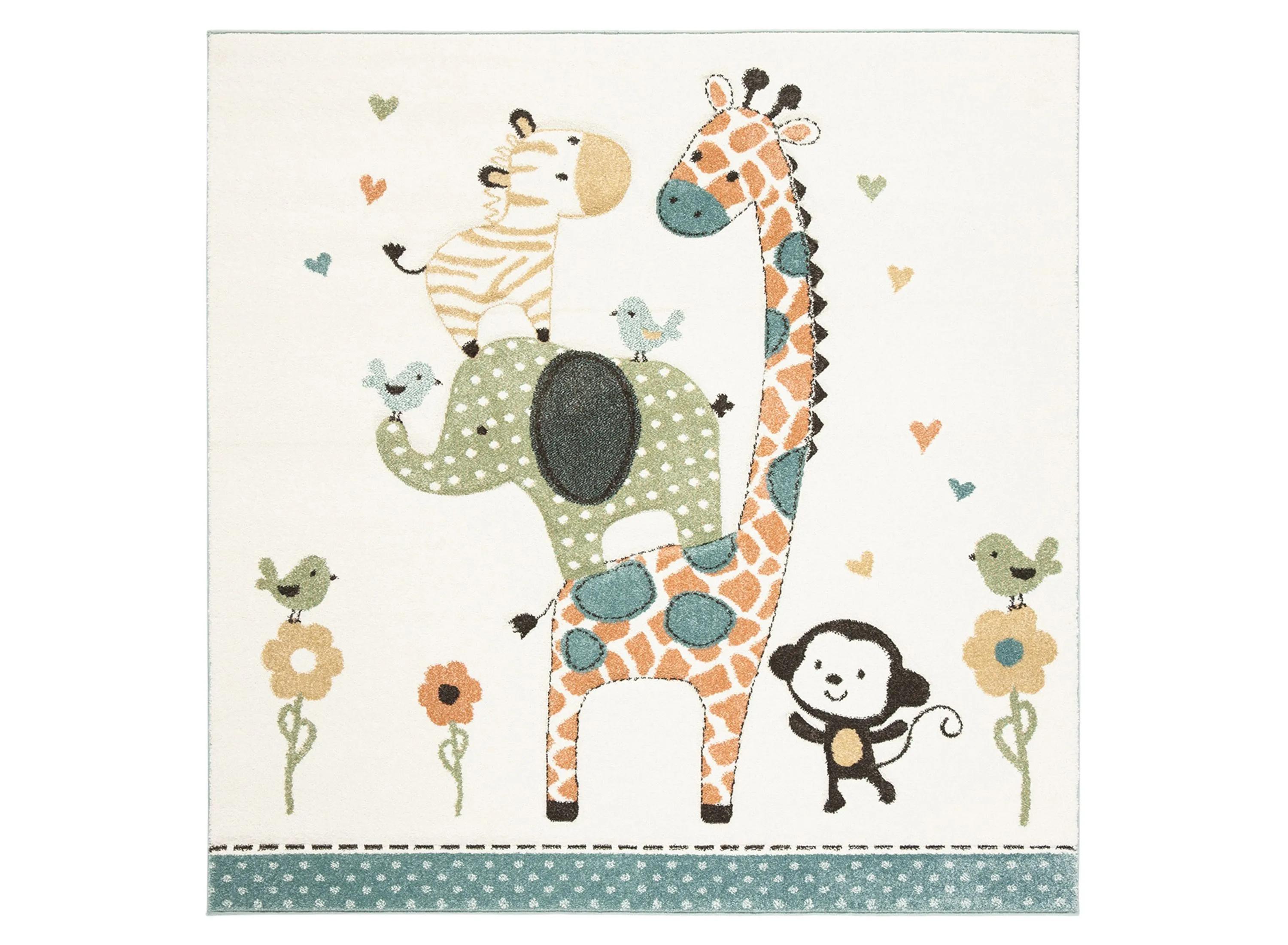 Carousel Zoo Friends Kids Area Rug