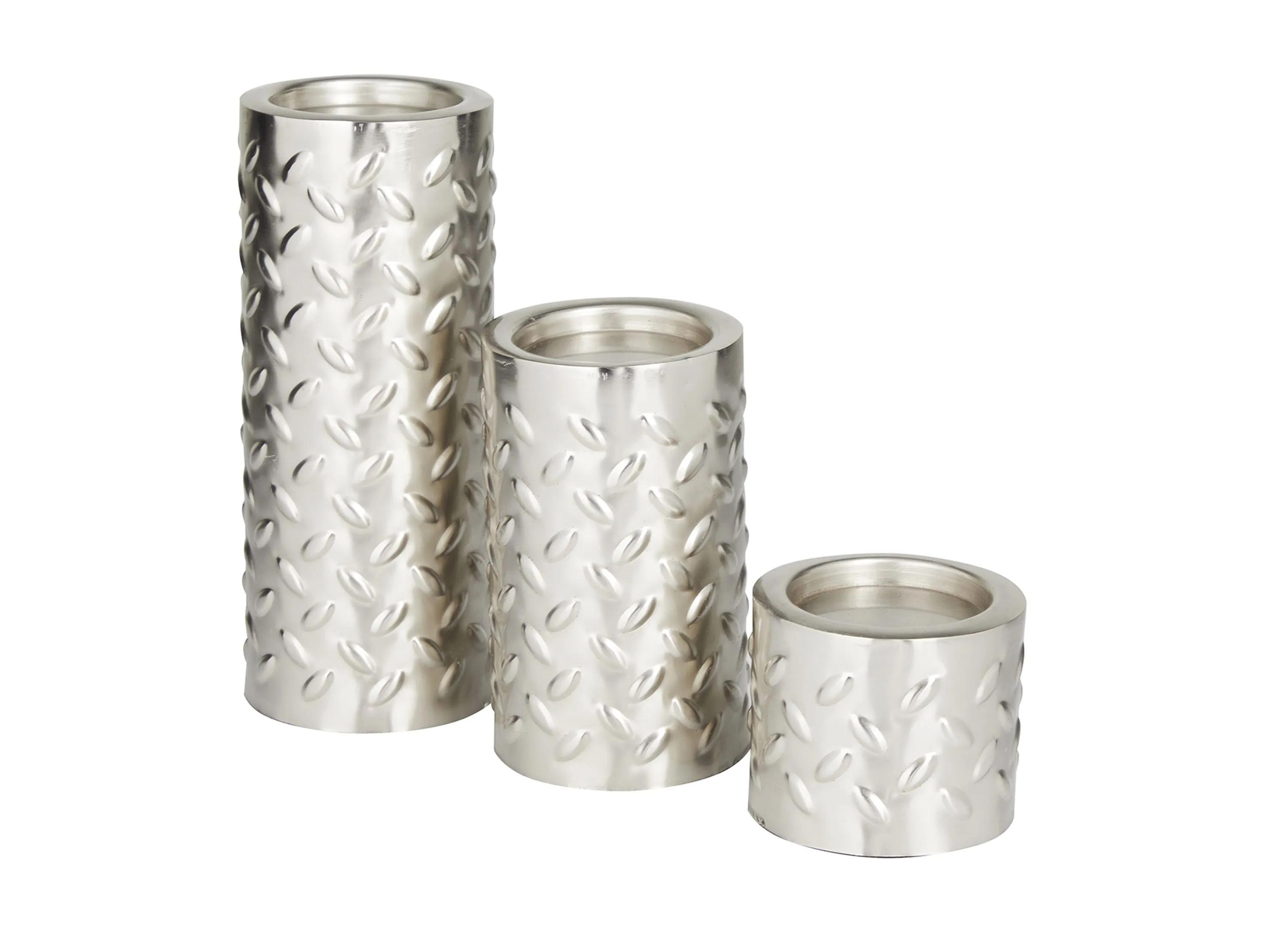 Ivy Collection Silver Metal Candle Holder