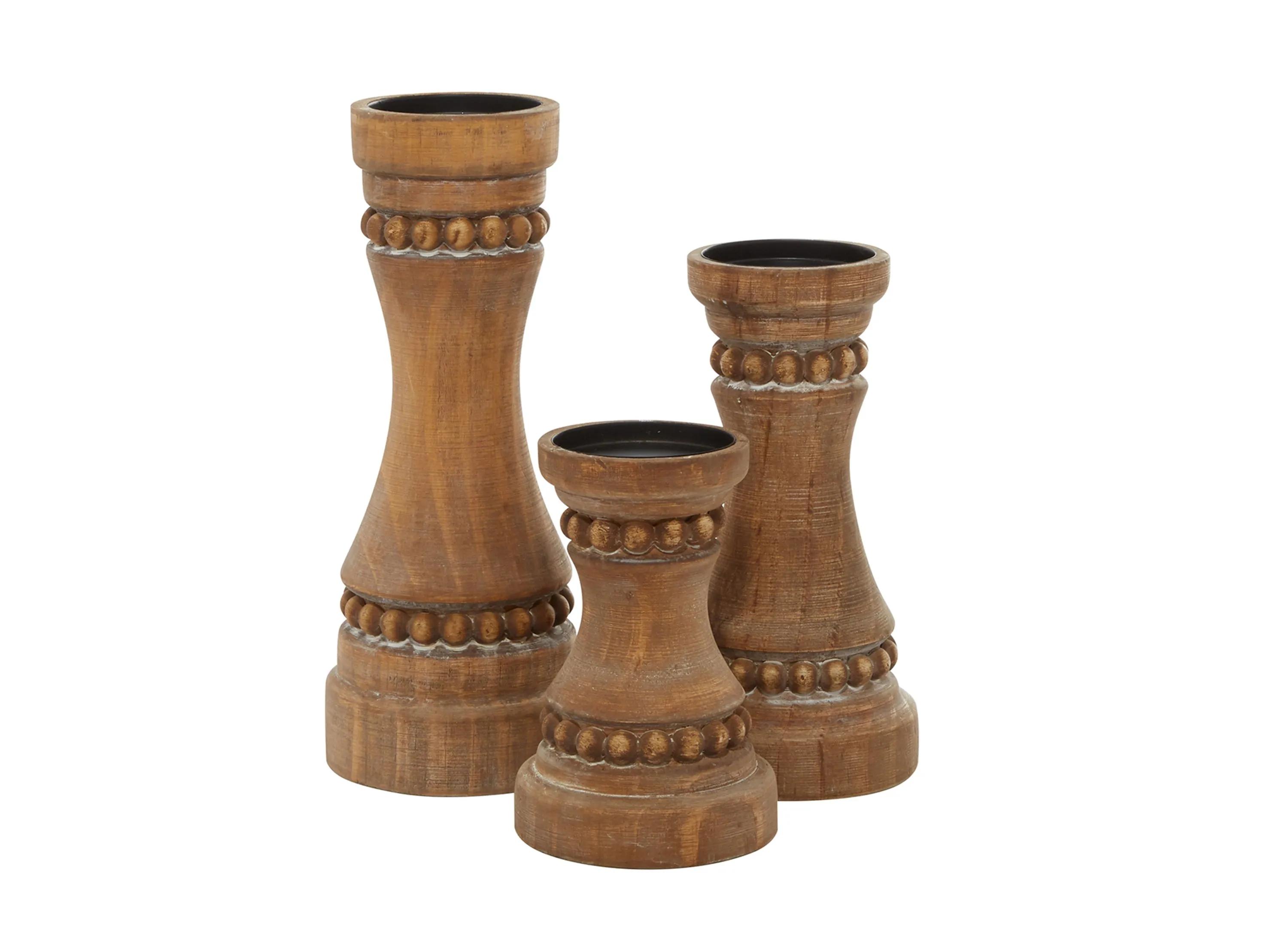 Ivy Collection Nakashima Candle Holders Set of 3