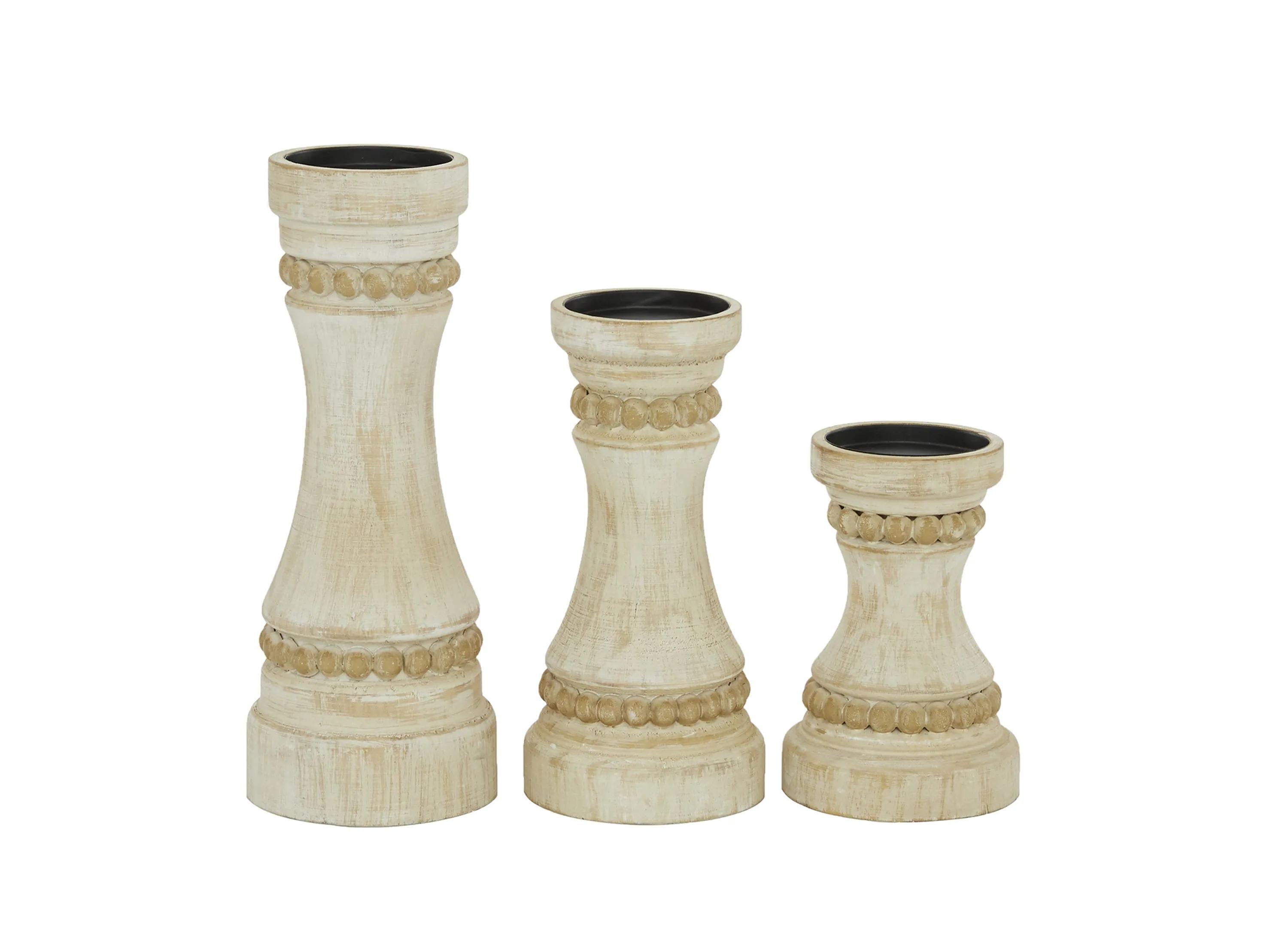 Ivy Collection Nakashima Candle Holders Set of 3
