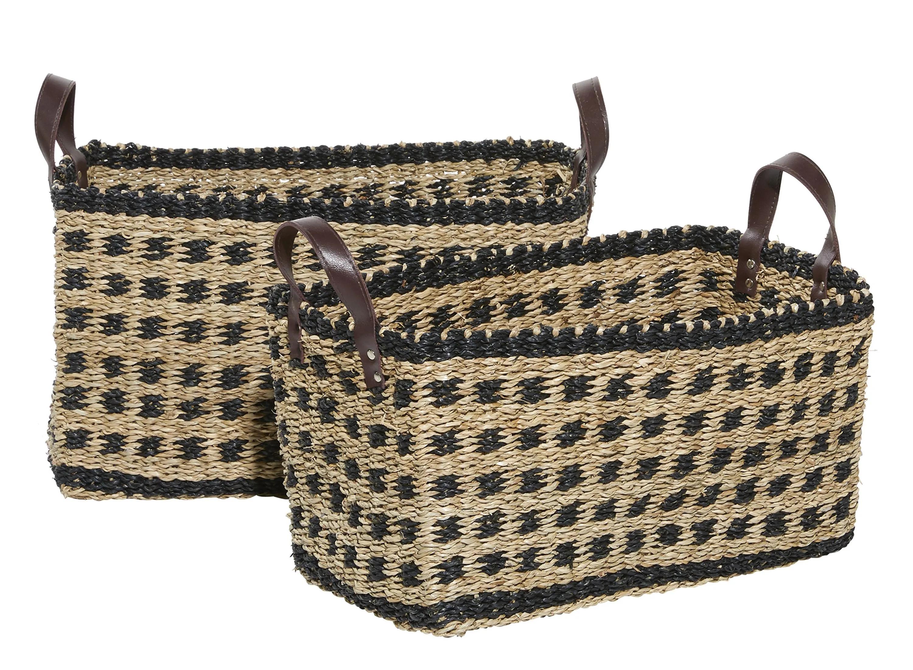 Ivy Collection Set of 2 Woven Storage Baskets