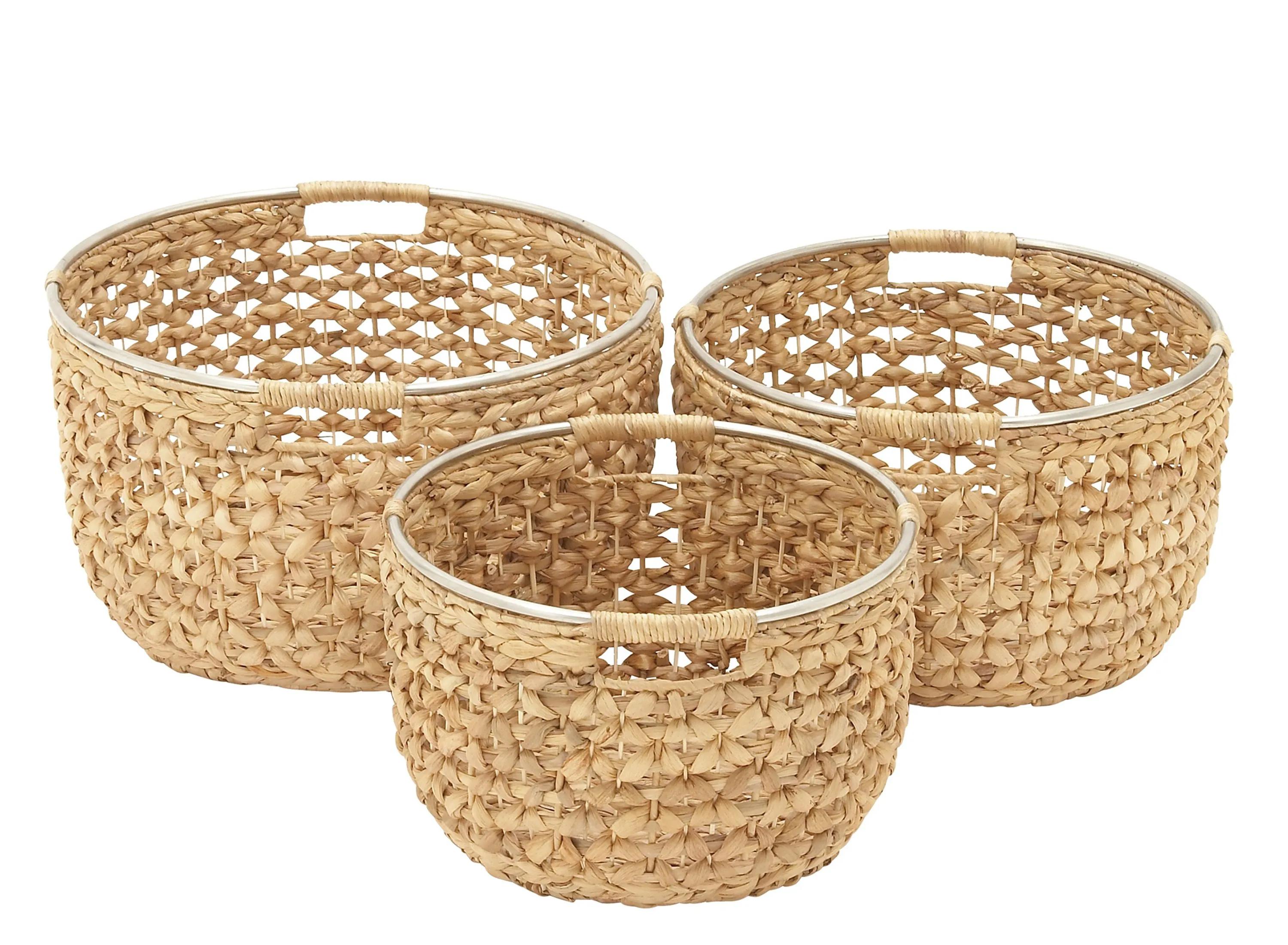 Ivy Collection Set of 3 Round Storage Baskets