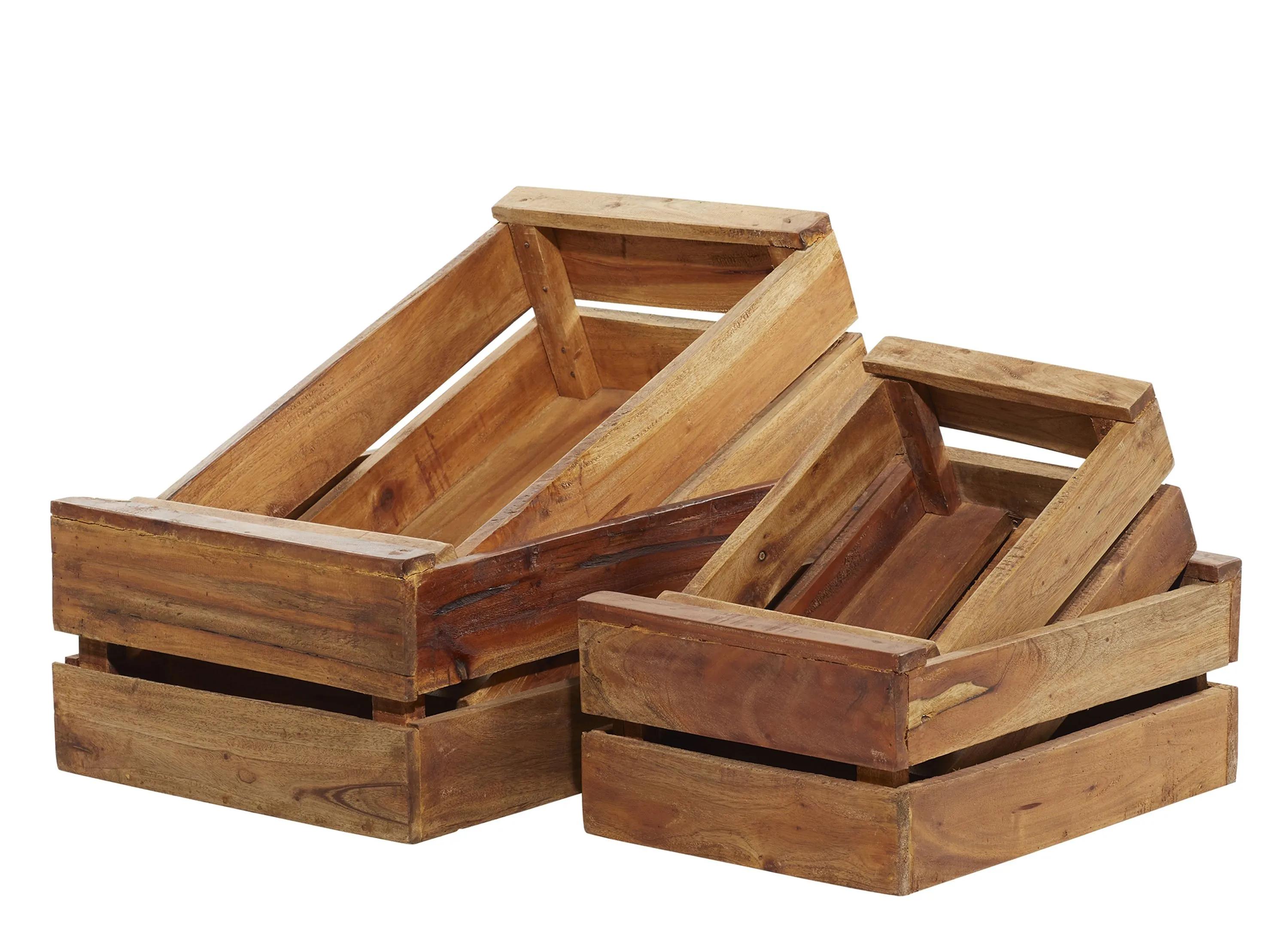 Ivy Collection Set of 4 Wooden Farmhouse Crates