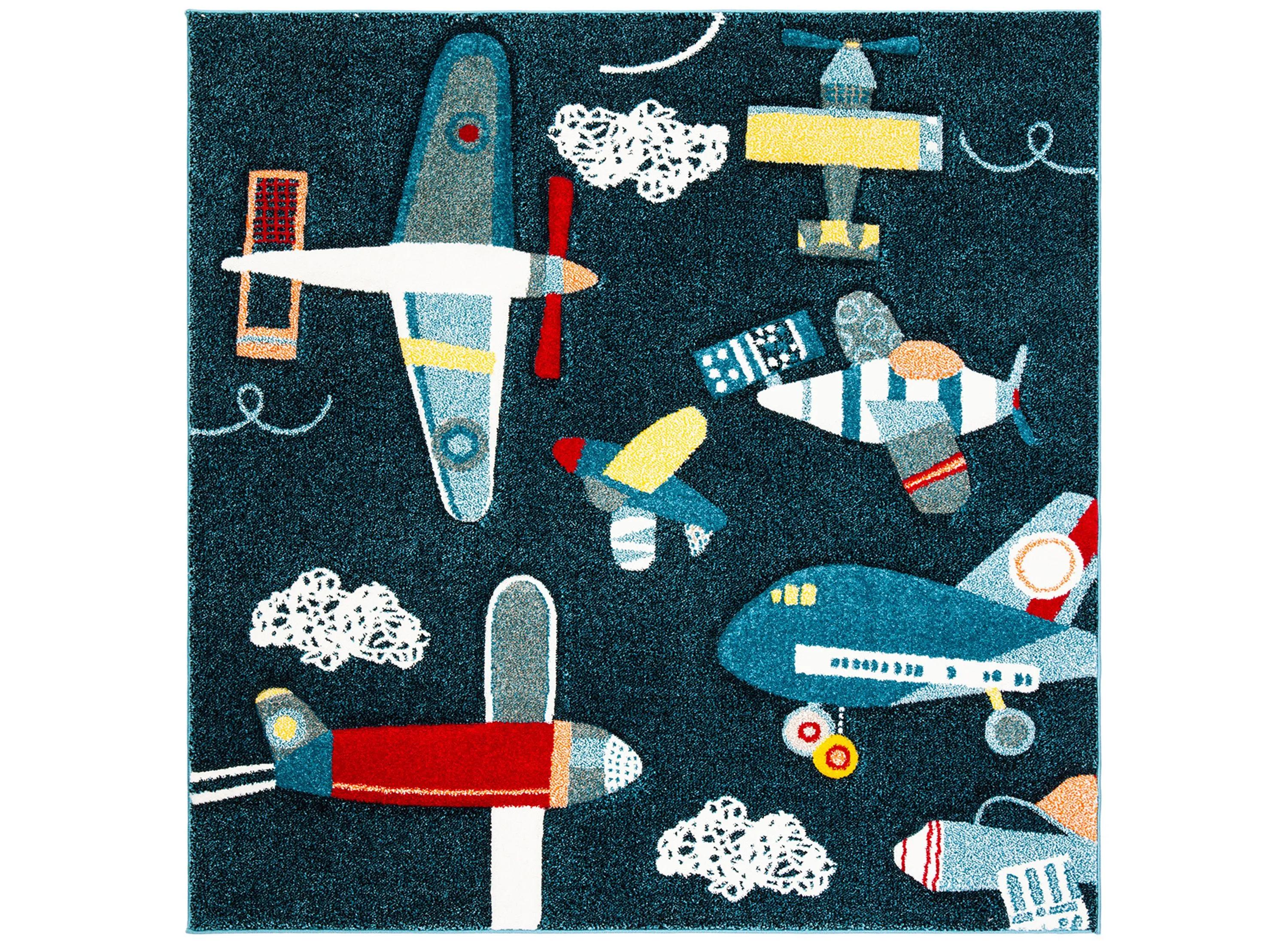 Carousel Planes Kids Area Rug