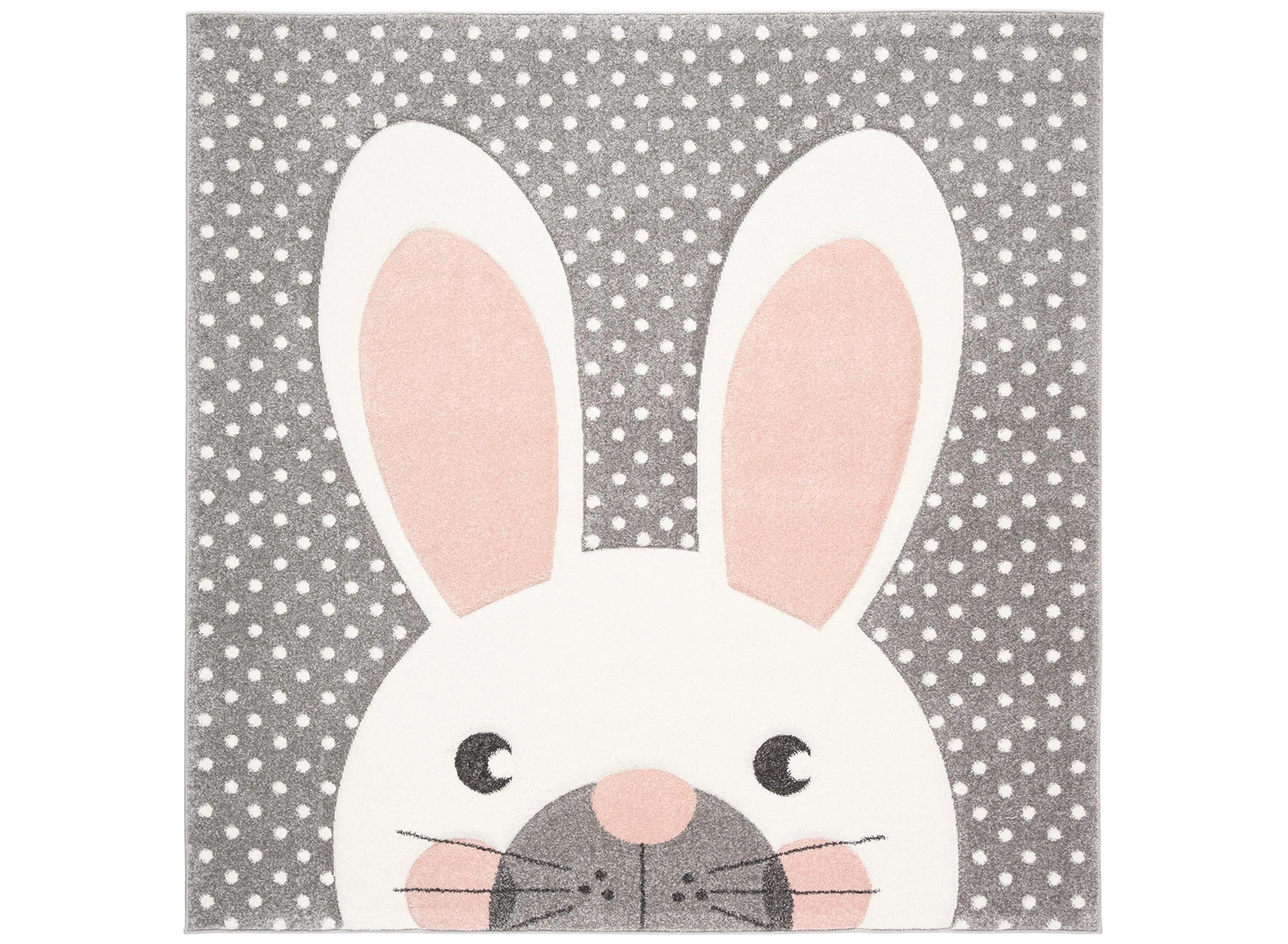 Carousel Rabbit Kids Area Rug Square
