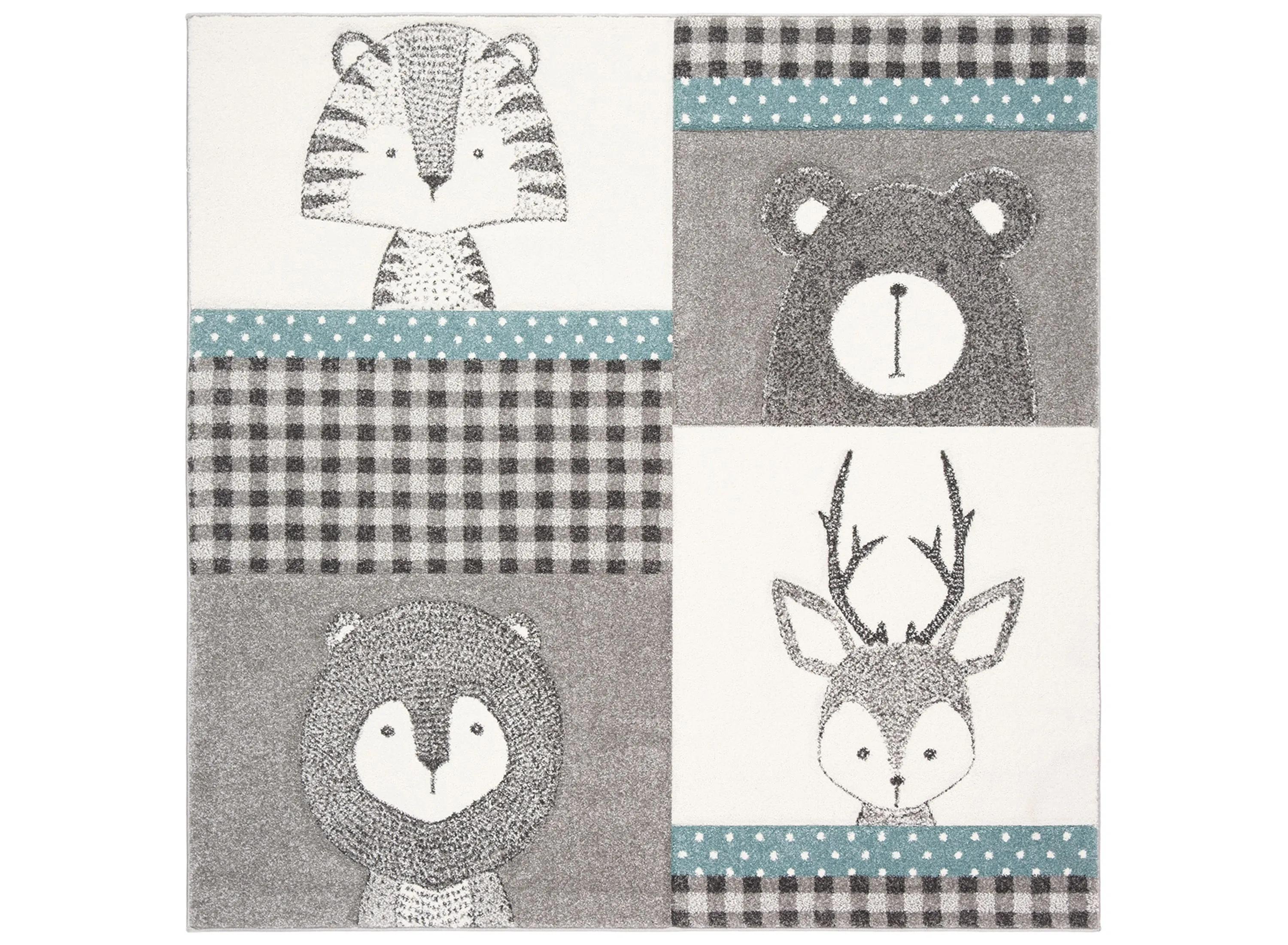 Carousel Animals Kids Area Rug