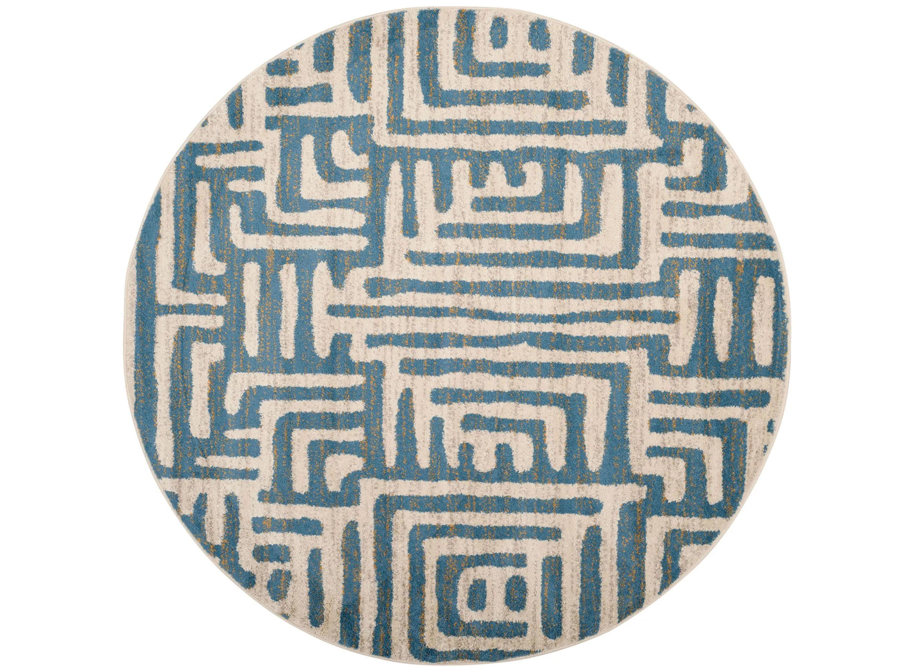 Rhine Blue Area Rug Round