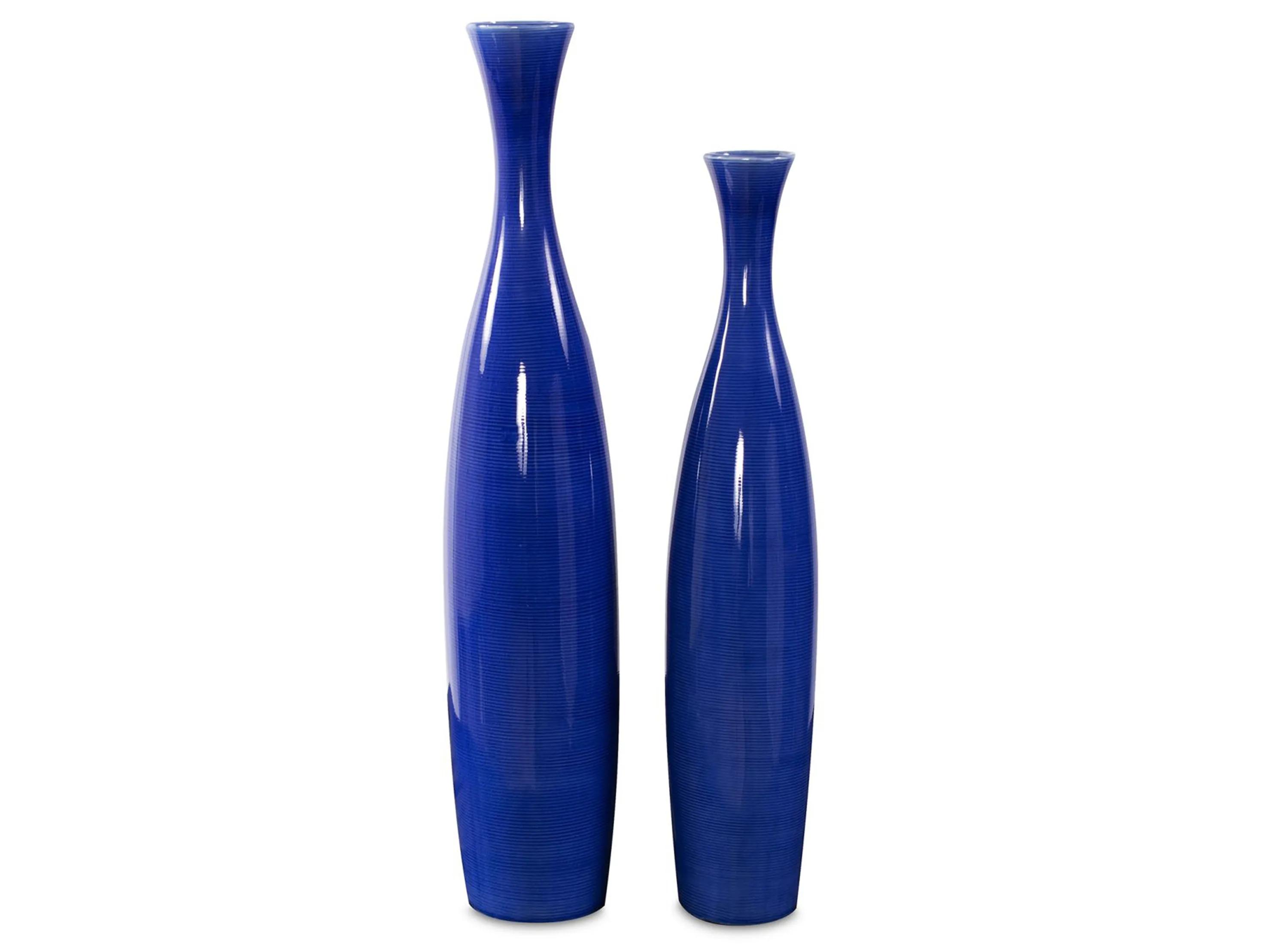 Cobalt Blue Glaze Vase - Set of 2